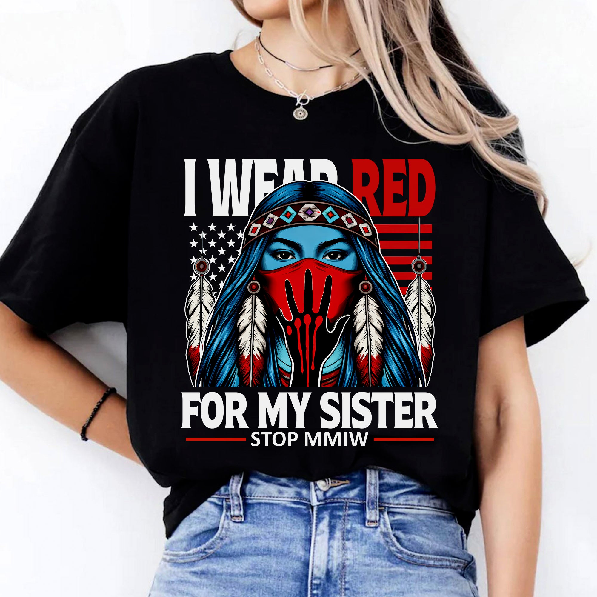 I Wear Red For My Sister Shirt – MMIW Awareness Unisex T-shirt/T-shirt V-Neck/Hoodie/Sweatshirt
