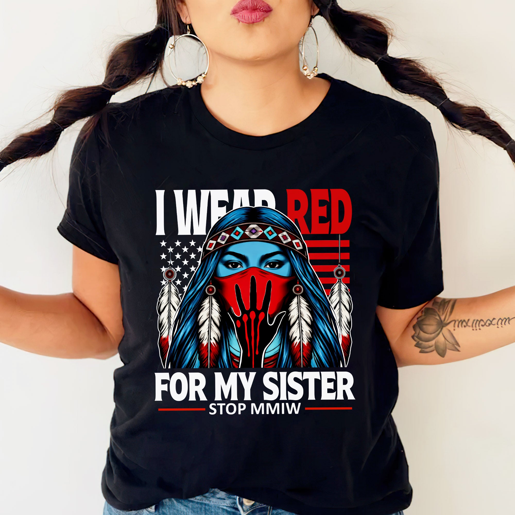 I Wear Red For My Sister Shirt – MMIW Awareness Unisex T-shirt/T-shirt V-Neck/Hoodie/Sweatshirt