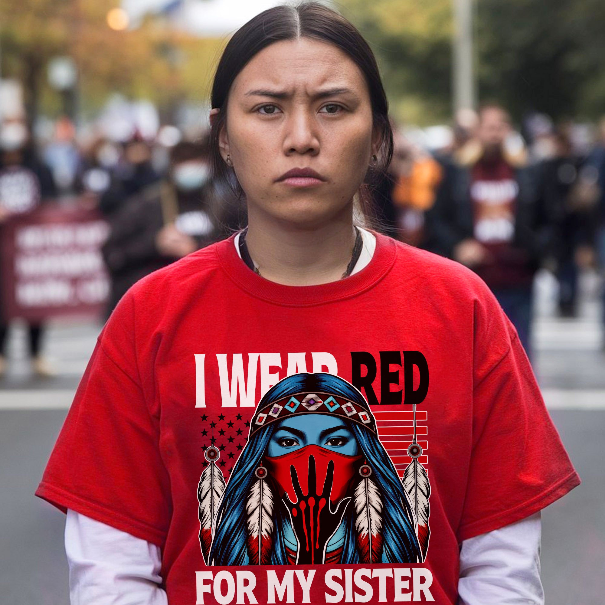 I Wear Red For My Sister Shirt – MMIW Awareness Unisex T-shirt/T-shirt V-Neck/Hoodie/Sweatshirt