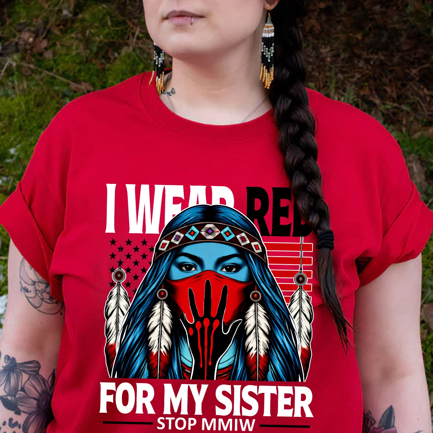 I Wear Red For My Sister Shirt – MMIW Awareness Unisex T-shirt/T-shirt V-Neck/Hoodie/Sweatshirt
