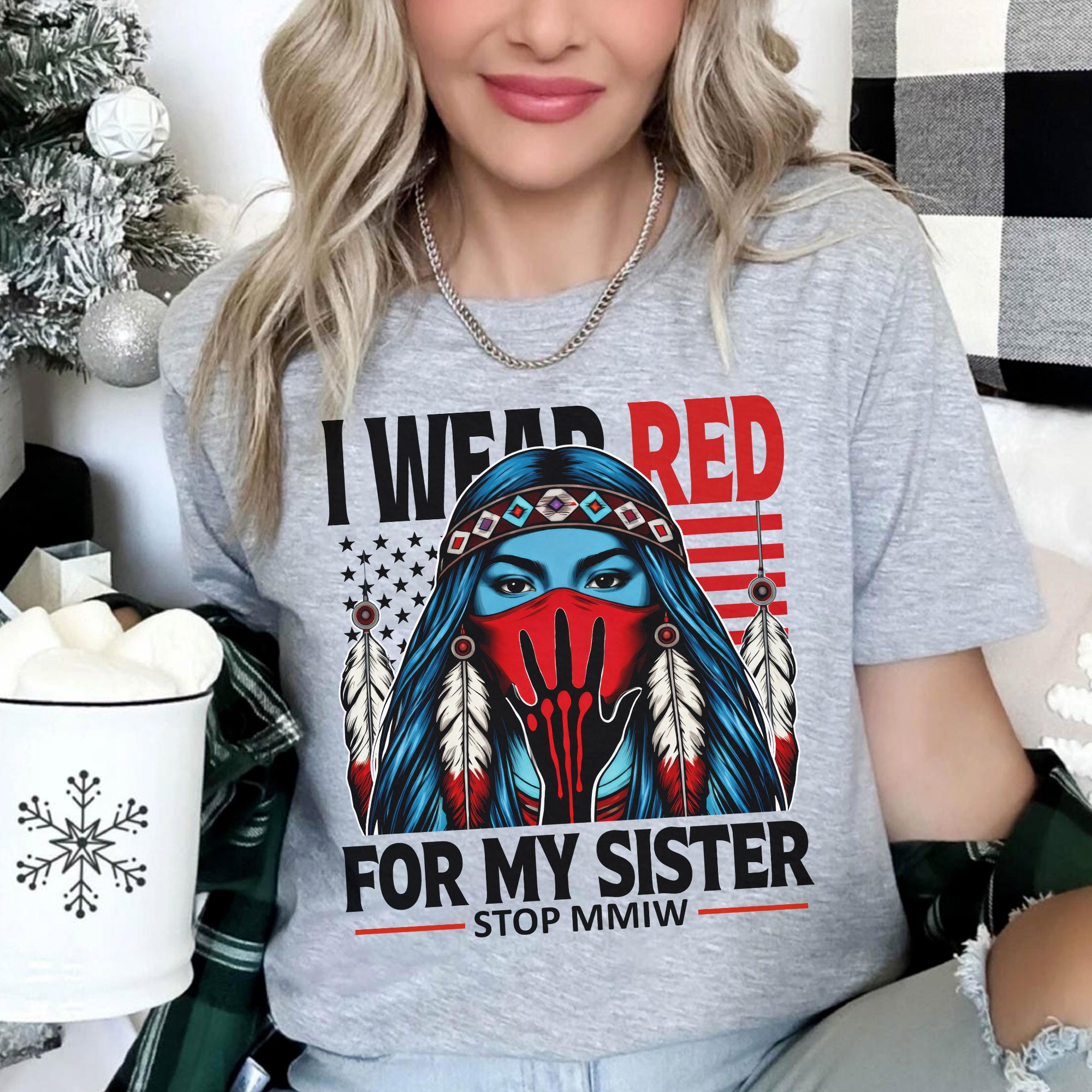 I Wear Red For My Sister Shirt – MMIW Awareness Unisex T-shirt/T-shirt V-Neck/Hoodie/Sweatshirt