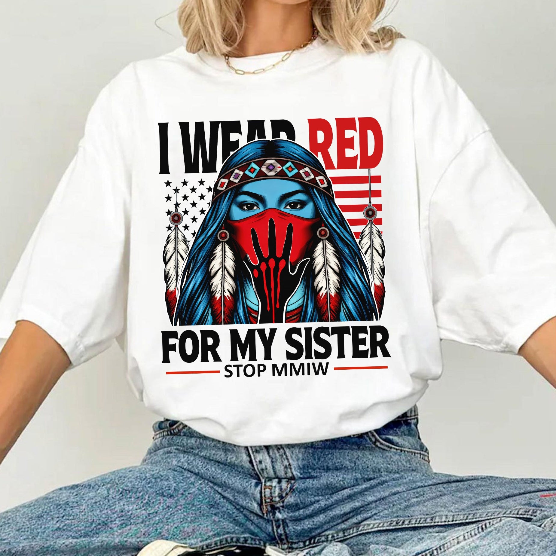 I Wear Red For My Sister Shirt – MMIW Awareness Unisex T-shirt/T-shirt V-Neck/Hoodie/Sweatshirt