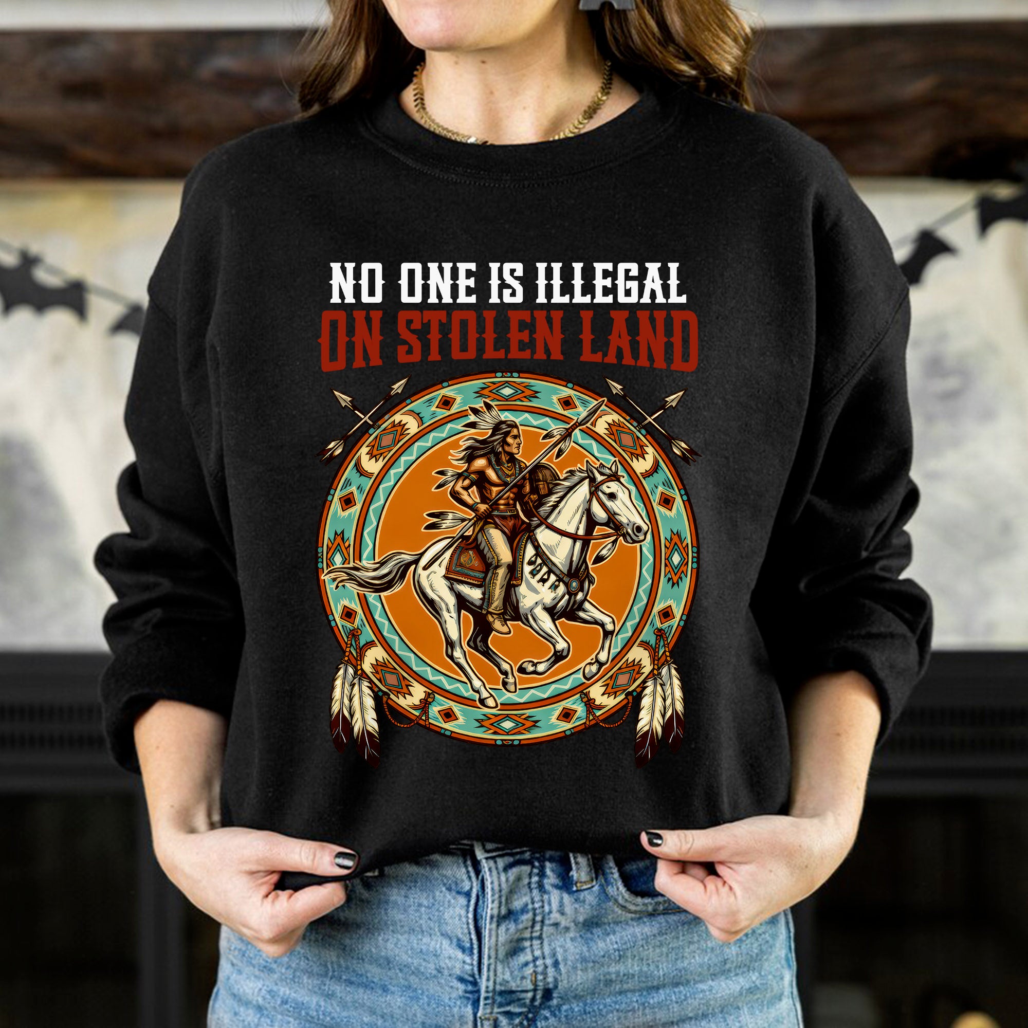 No One Is Illegal On Stolen Land. We Walk On Native Land 368 - One Side Unisex T-shirt/Hoodie/Sweatshirt