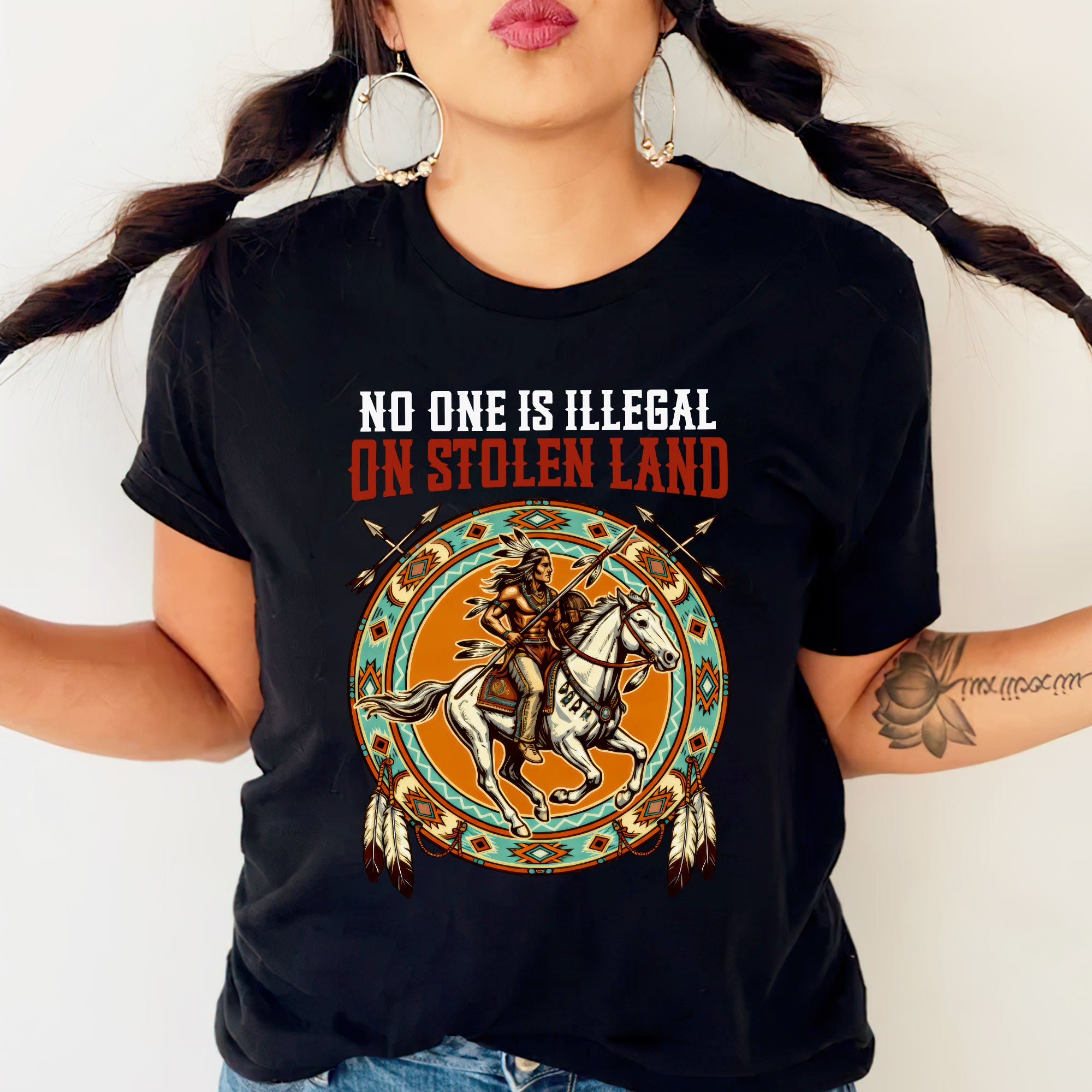 No One Is Illegal On Stolen Land. We Walk On Native Land 368 - One Side Unisex T-shirt/Hoodie/Sweatshirt