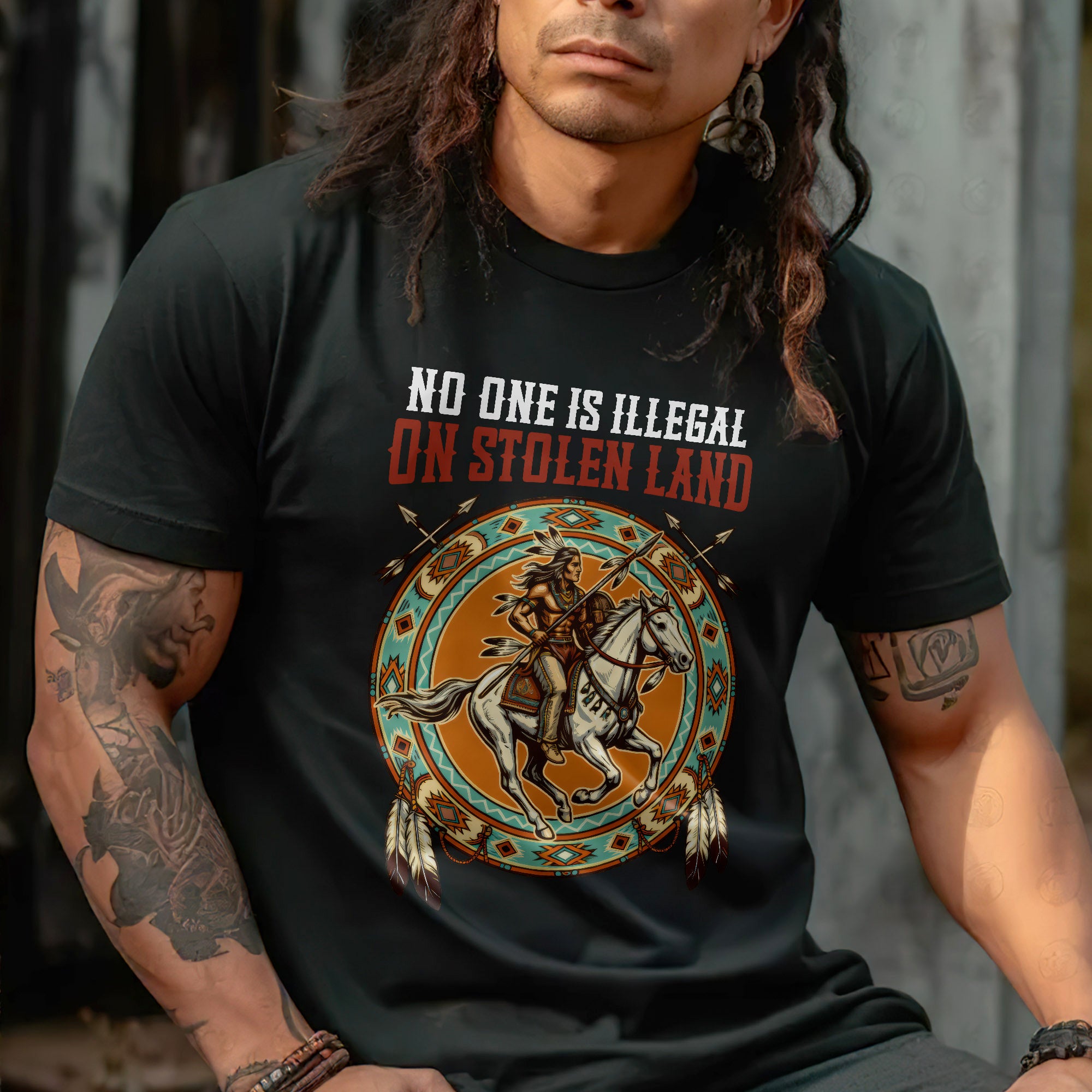 No One Is Illegal On Stolen Land. We Walk On Native Land 368 - One Side Unisex T-shirt/Hoodie/Sweatshirt