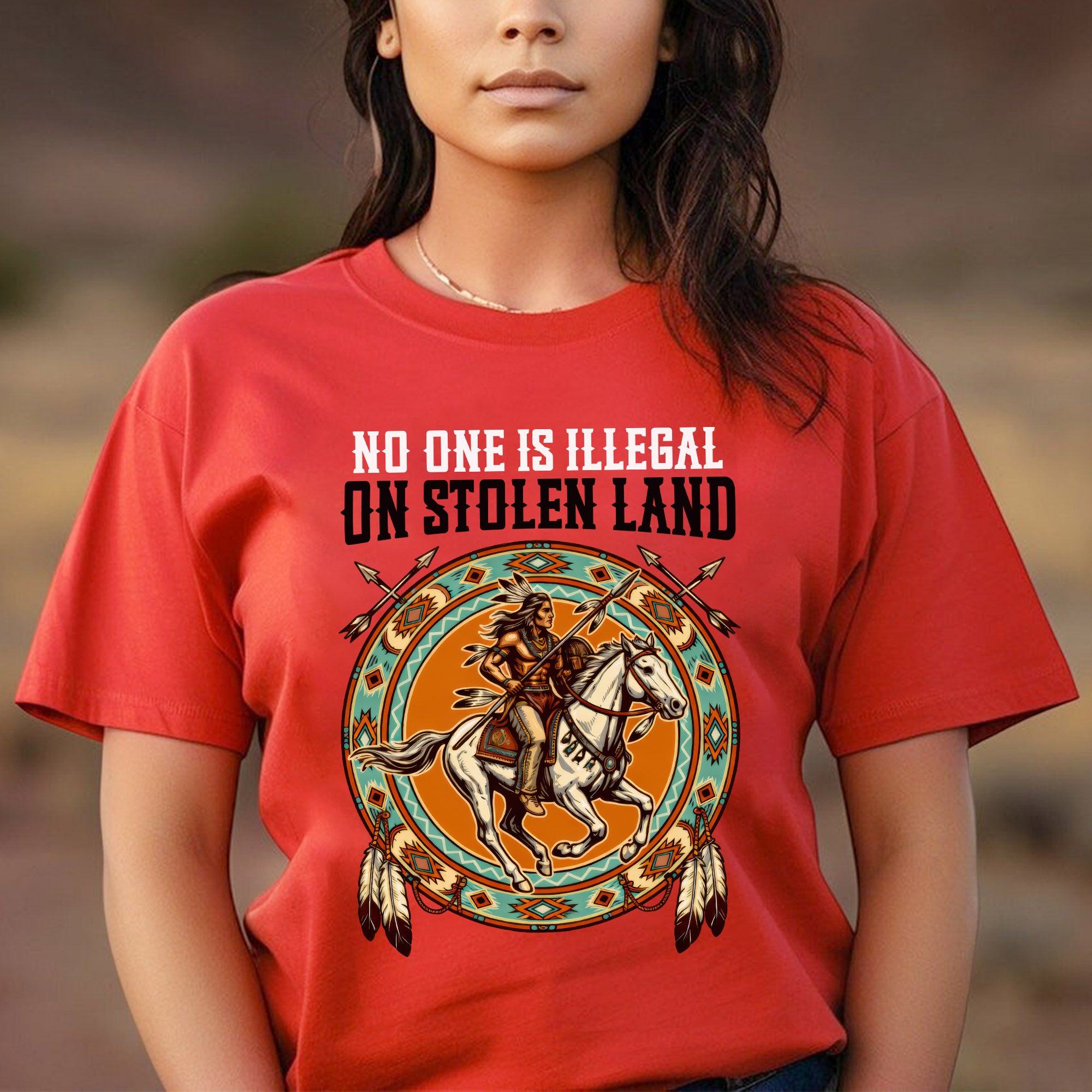 No One Is Illegal On Stolen Land. We Walk On Native Land 368 - One Side Unisex T-shirt/Hoodie/Sweatshirt