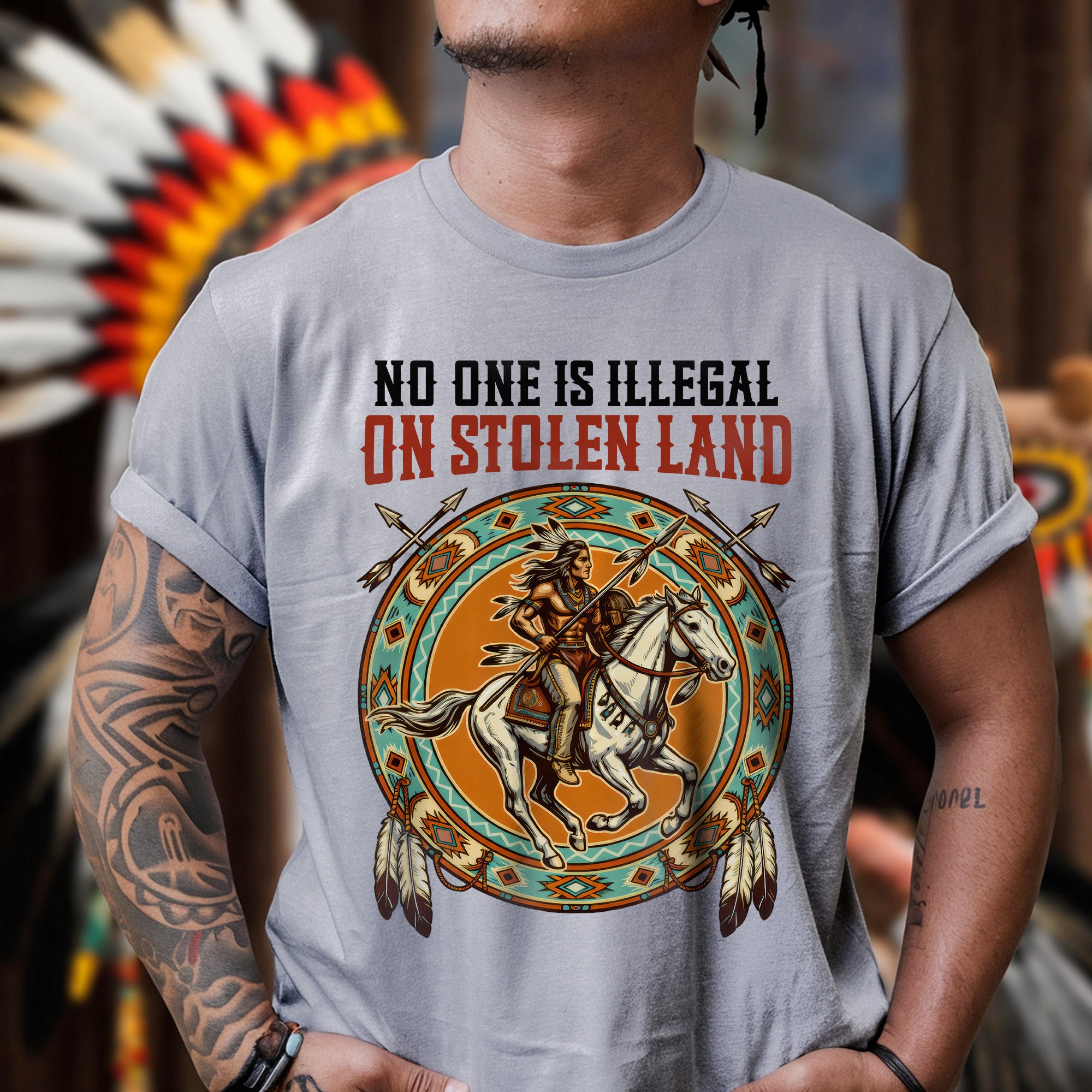 No One Is Illegal On Stolen Land. We Walk On Native Land 368 - One Side Unisex T-shirt/Hoodie/Sweatshirt
