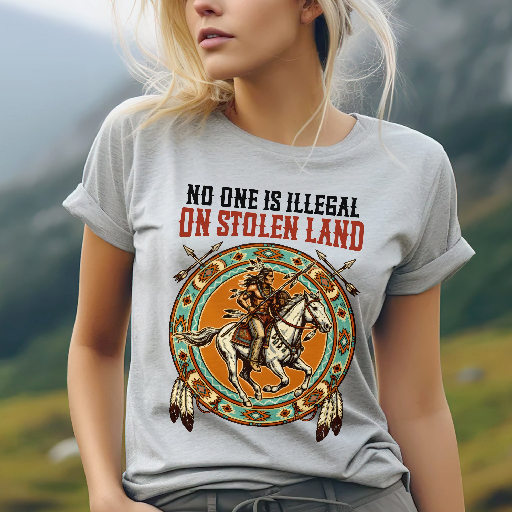 No One Is Illegal On Stolen Land. We Walk On Native Land 368 - One Side Unisex T-shirt/Hoodie/Sweatshirt