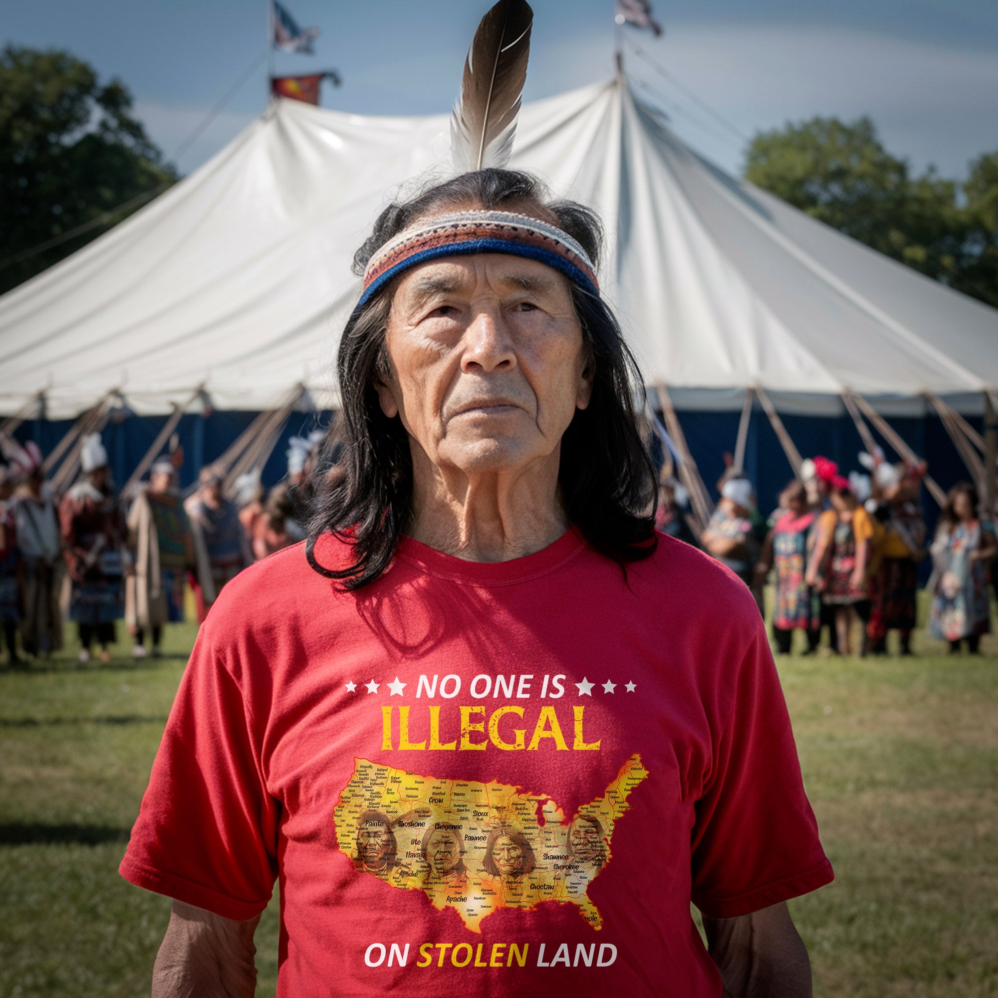 No One Is Illegal - Stolen Land Native American Map Unisex T-shirt/T-shirt V-Neck/Hoodie/Sweatshirt
