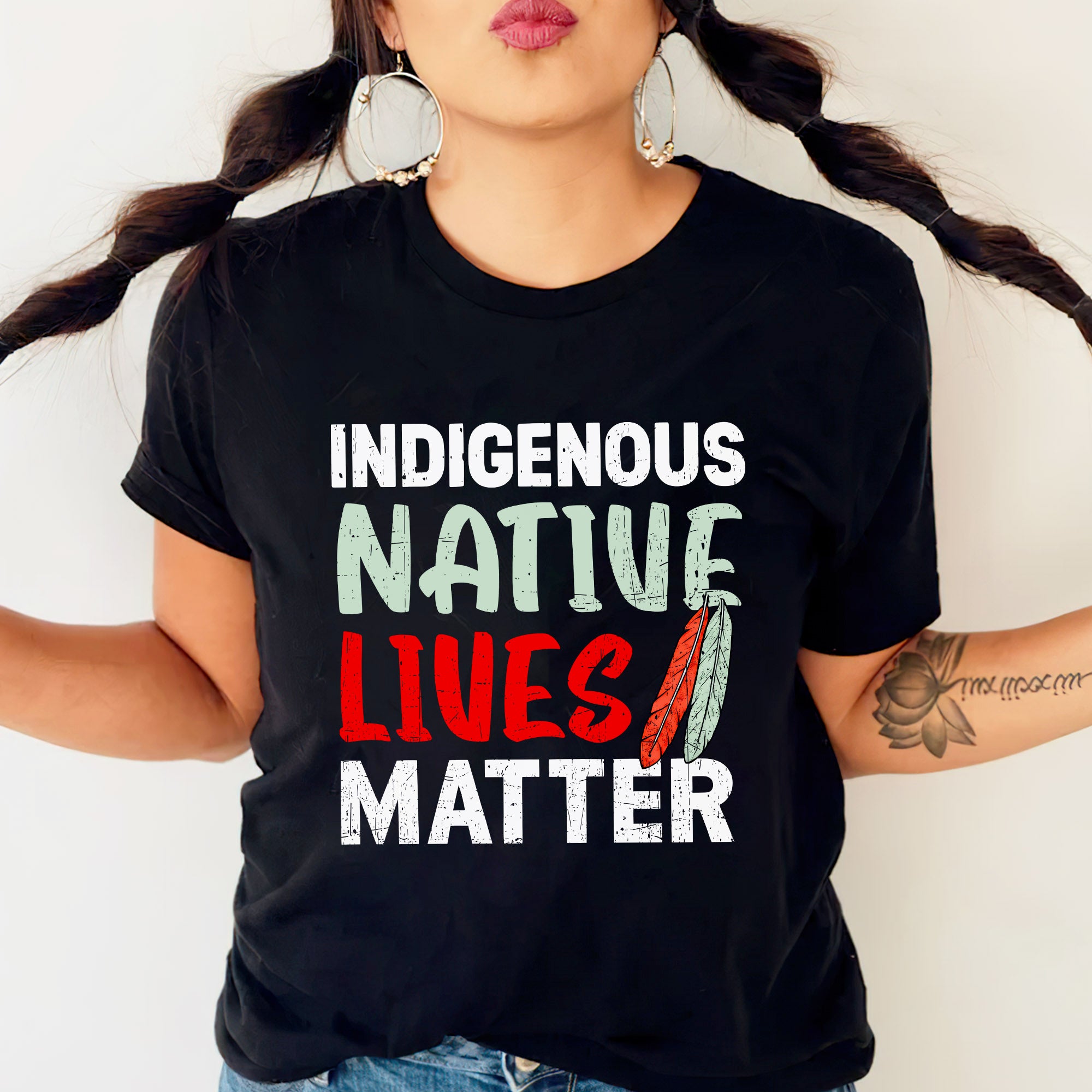 Indigenous Native Lives Matter Bold Statement for Equality Unisex T-shirt/T-shirt V-Neck/Hoodie/Sweatshirt