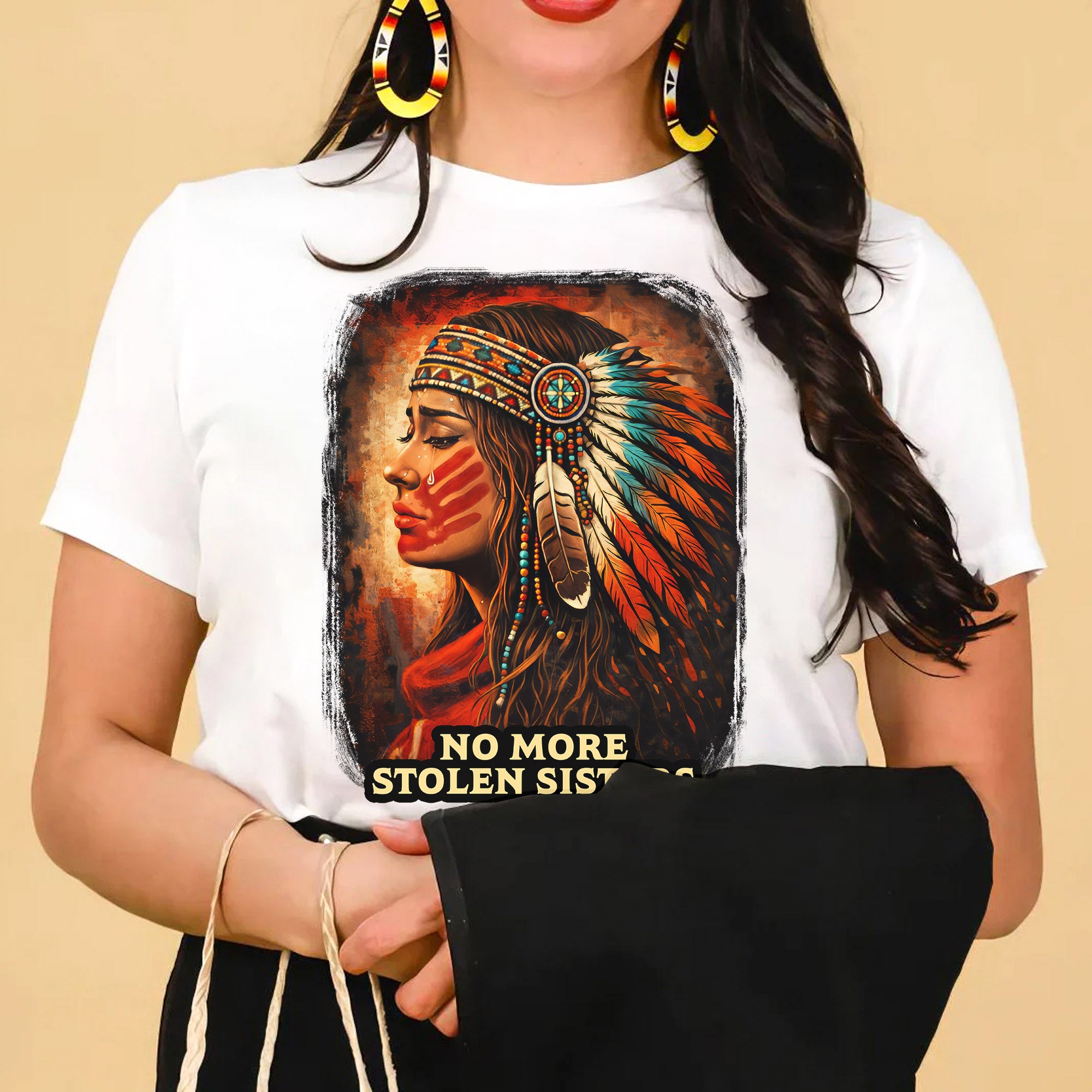 No More Stolen Sisters Native American Women Powerful Tribal Headdress Design Unisex T-shirt/T-shirt V-Neck/Hoodie/Sweatshirt