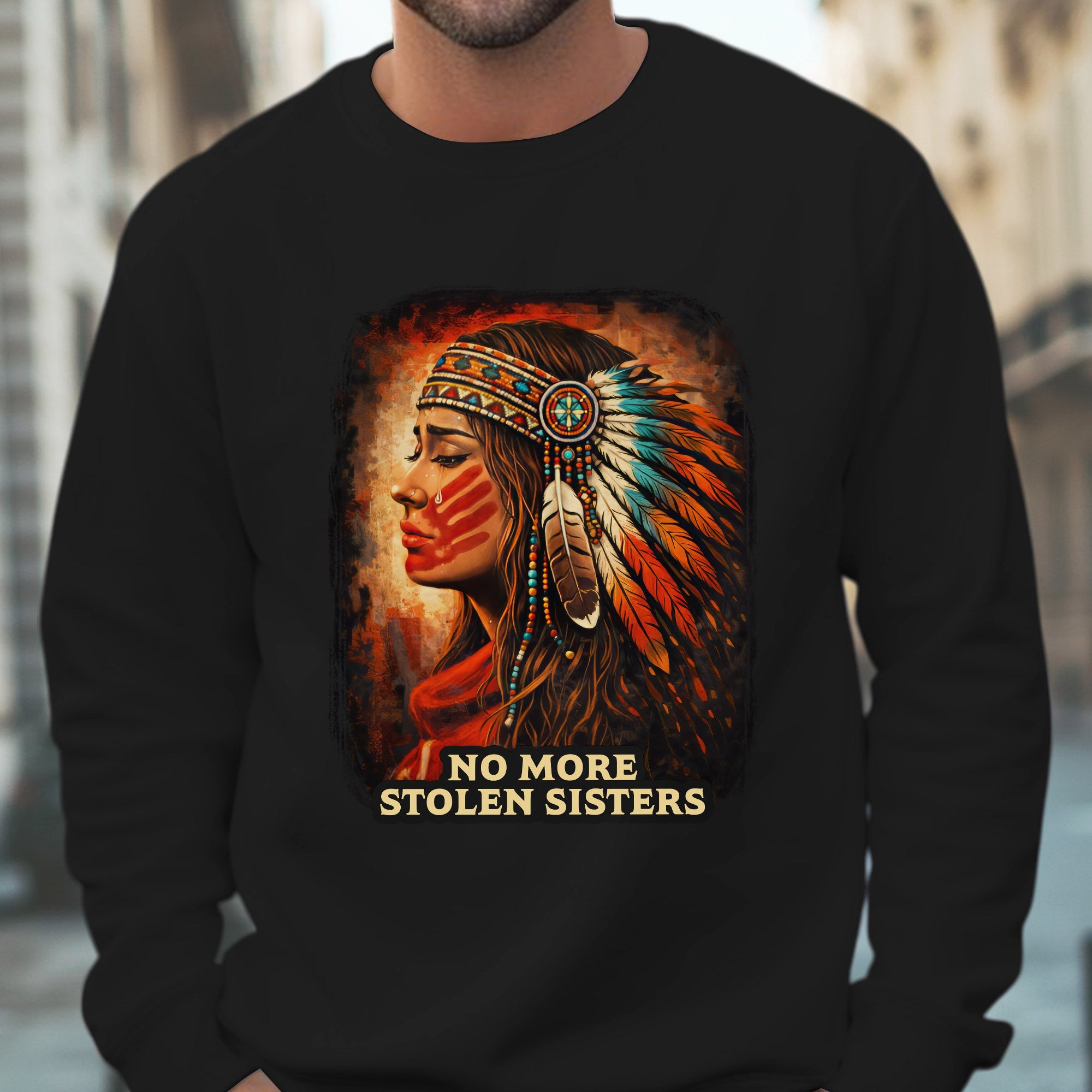 No More Stolen Sisters Native American Women Powerful Tribal Headdress Design Unisex T-shirt/T-shirt V-Neck/Hoodie/Sweatshirt