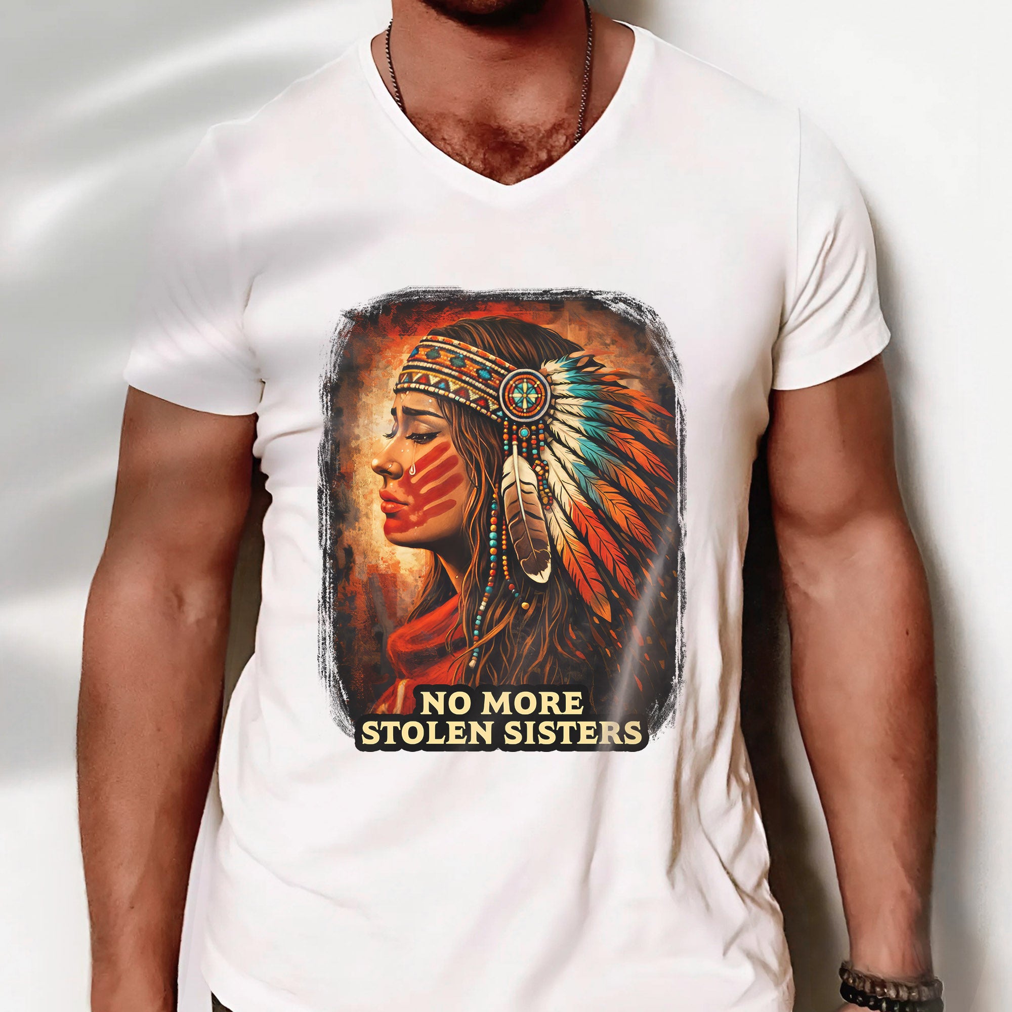 No More Stolen Sisters Native American Women Powerful Tribal Headdress Design Unisex T-shirt/T-shirt V-Neck/Hoodie/Sweatshirt