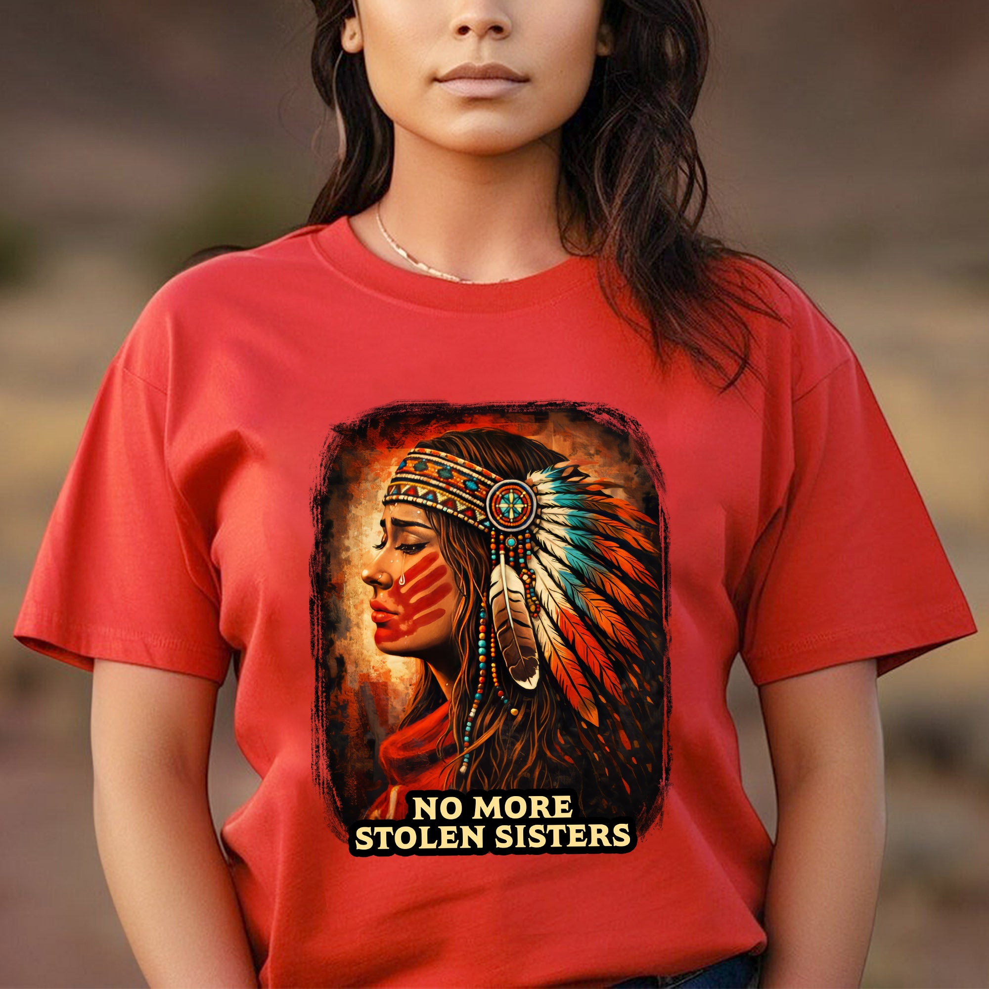 No More Stolen Sisters Native American Women Powerful Tribal Headdress Design Unisex T-shirt/T-shirt V-Neck/Hoodie/Sweatshirt