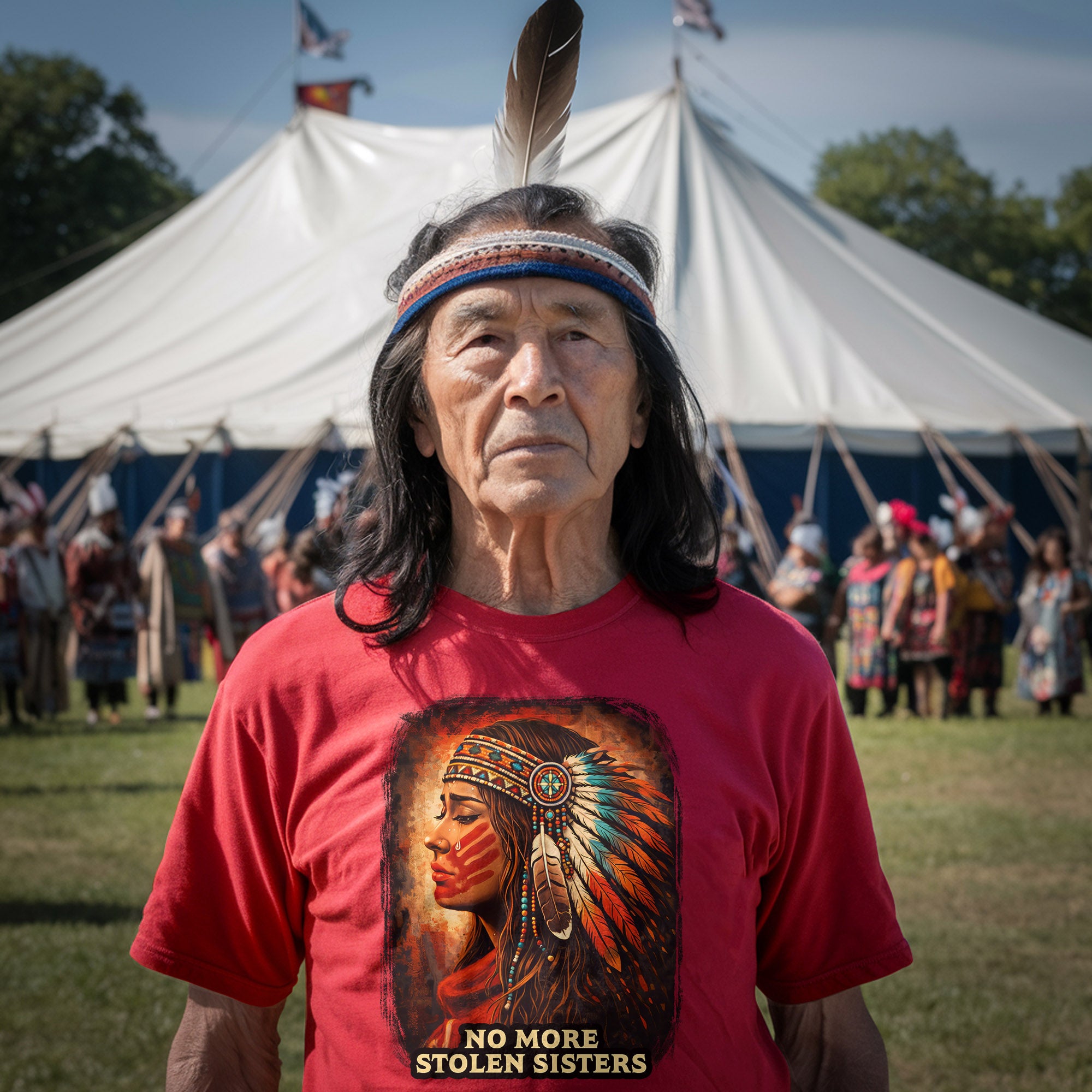 No More Stolen Sisters Native American Women Powerful Tribal Headdress Design Unisex T-shirt/T-shirt V-Neck/Hoodie/Sweatshirt