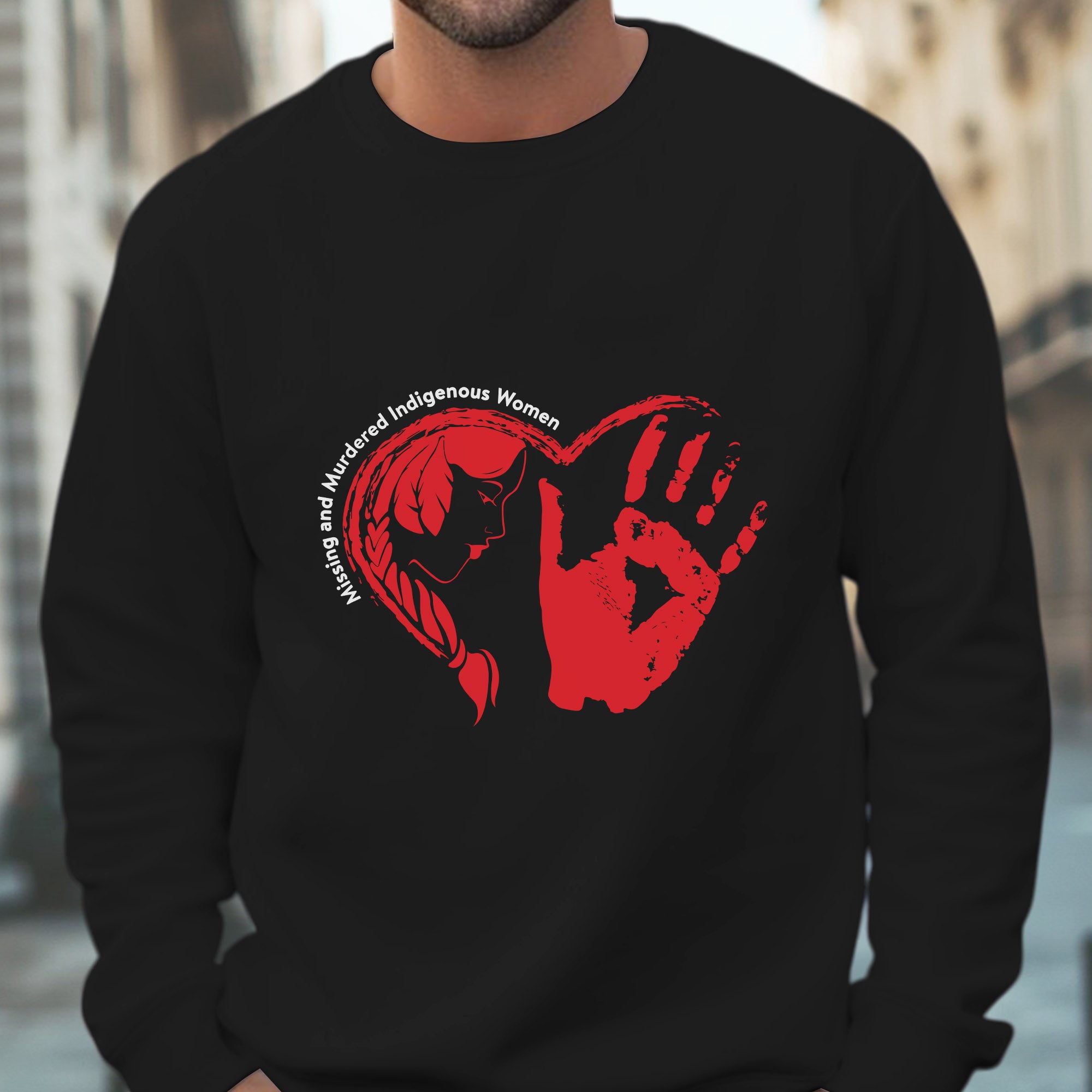 Heart Red Hand Missing and Murdered Indigenous Women Awareness Unisex T-shirt/T-shirt V-Neck/Hoodie/Sweatshirt