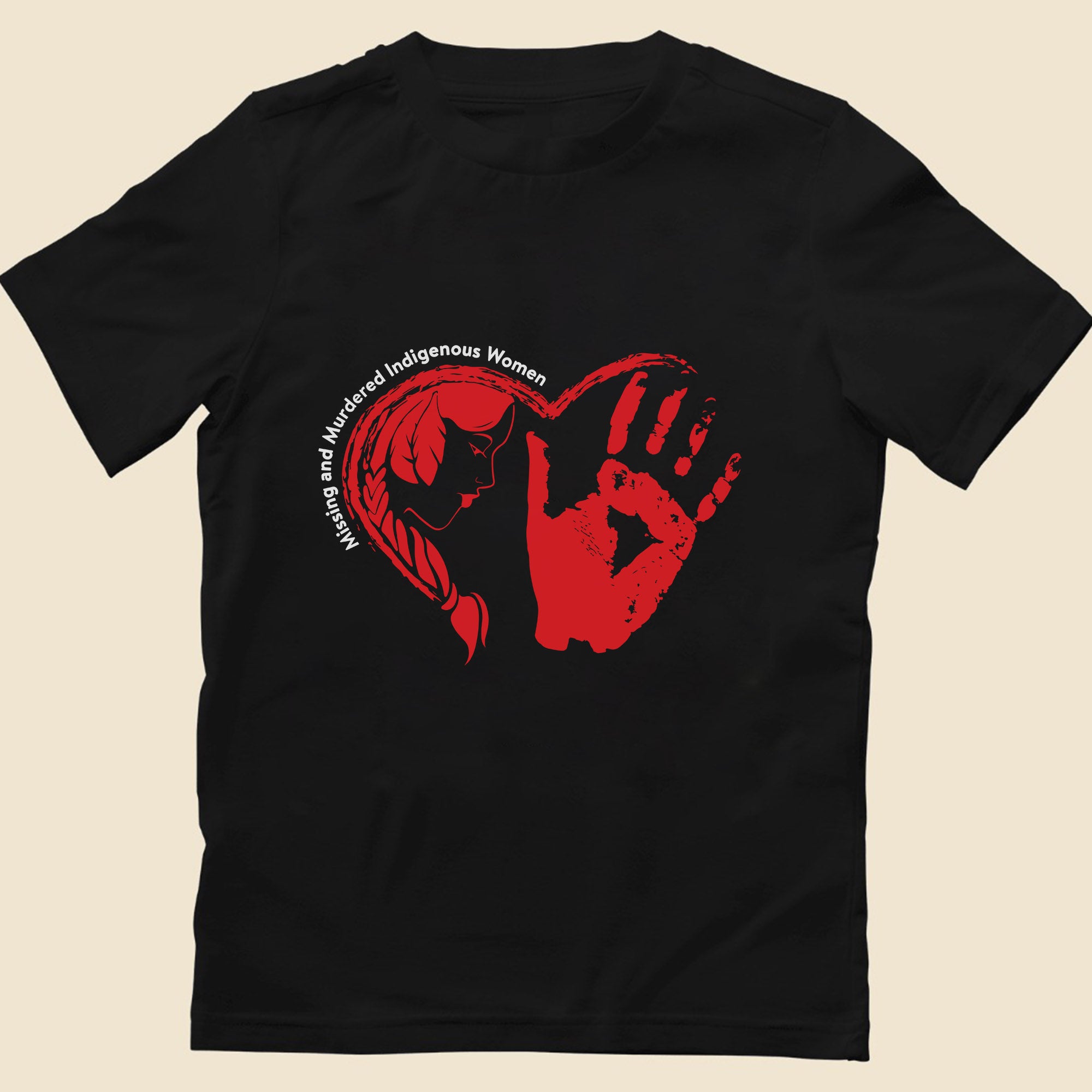 Heart Red Hand Missing and Murdered Indigenous Women Awareness Unisex T-shirt/T-shirt V-Neck/Hoodie/Sweatshirt
