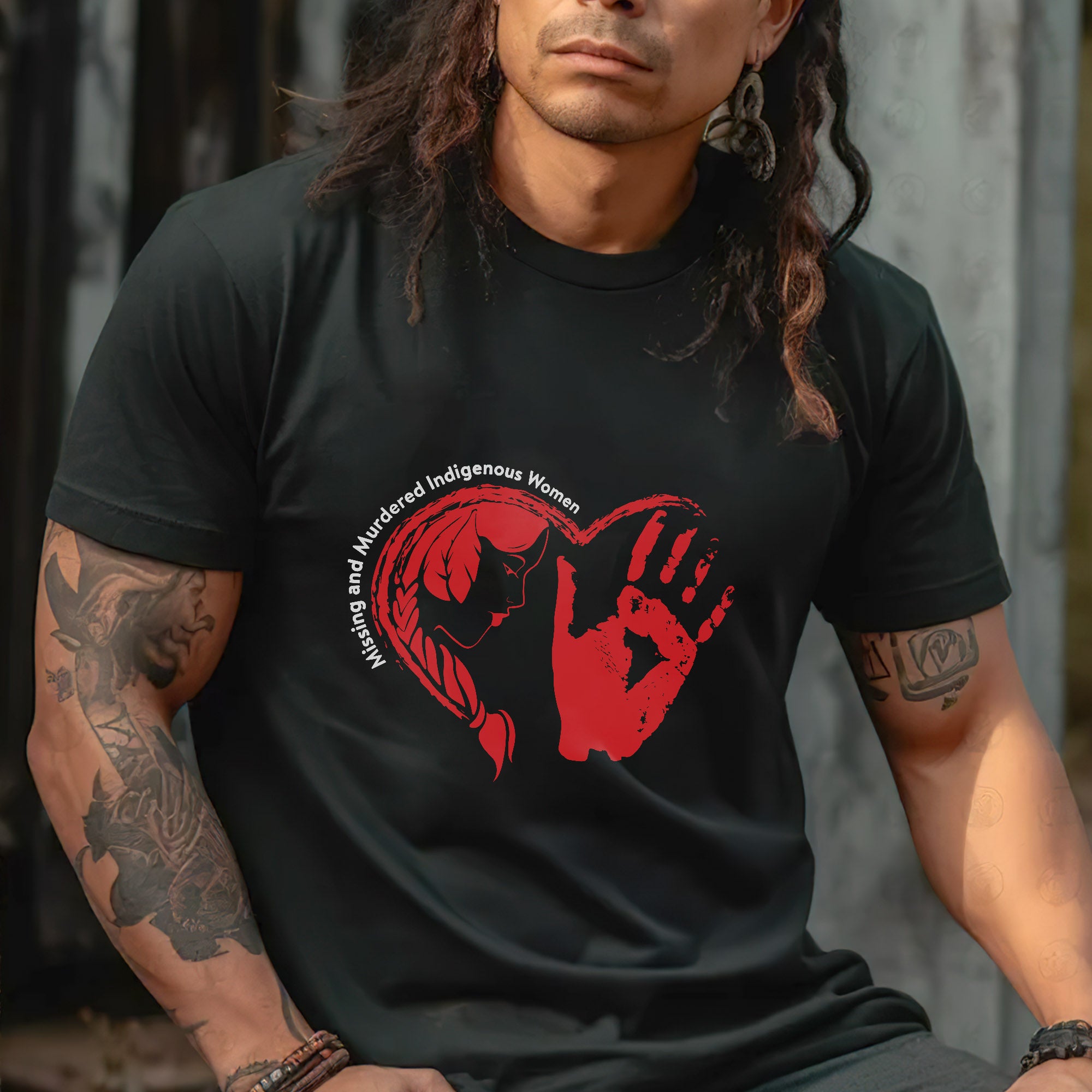 Heart Red Hand Missing and Murdered Indigenous Women Awareness Unisex T-shirt/T-shirt V-Neck/Hoodie/Sweatshirt