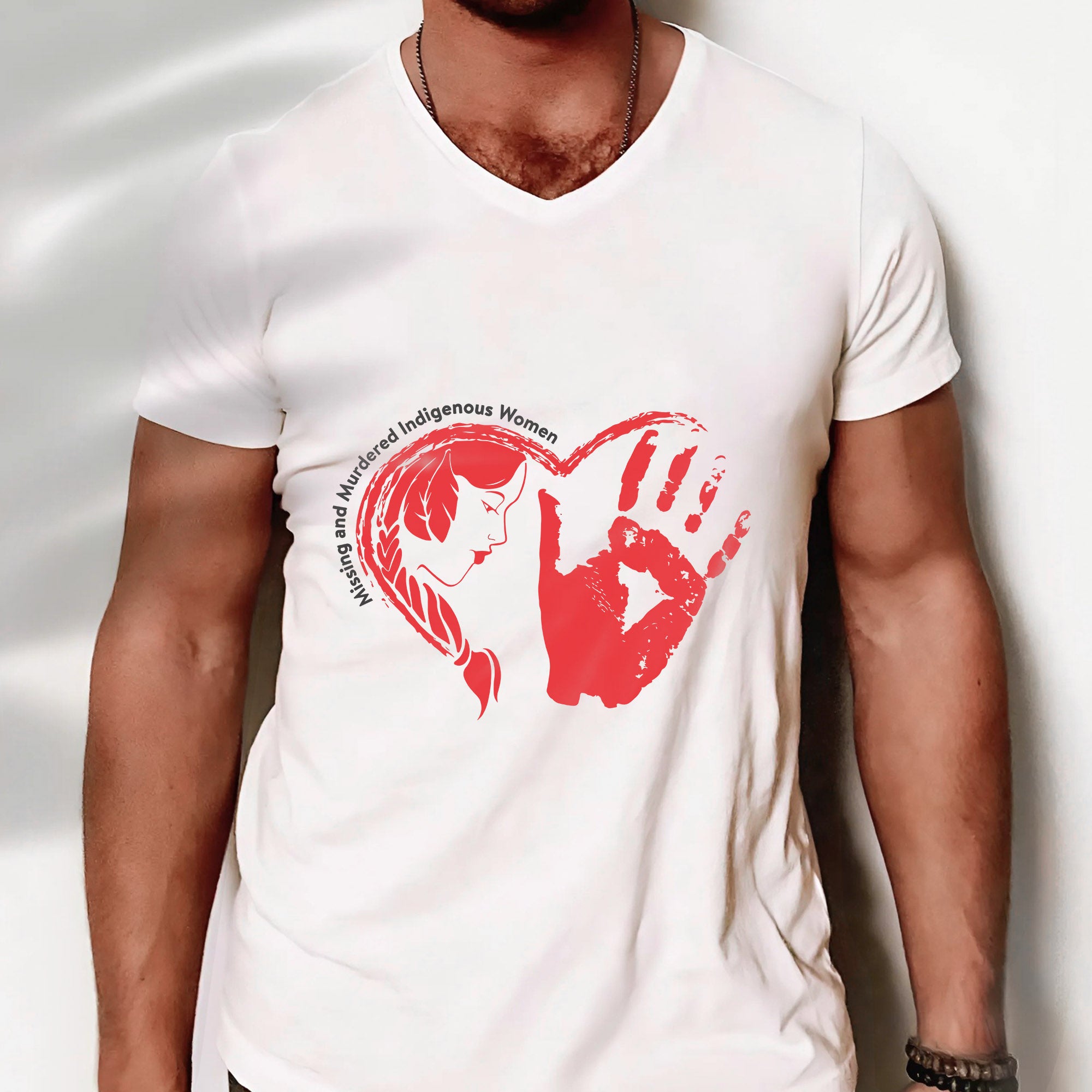 Heart Red Hand Missing and Murdered Indigenous Women Awareness Unisex T-shirt/T-shirt V-Neck/Hoodie/Sweatshirt