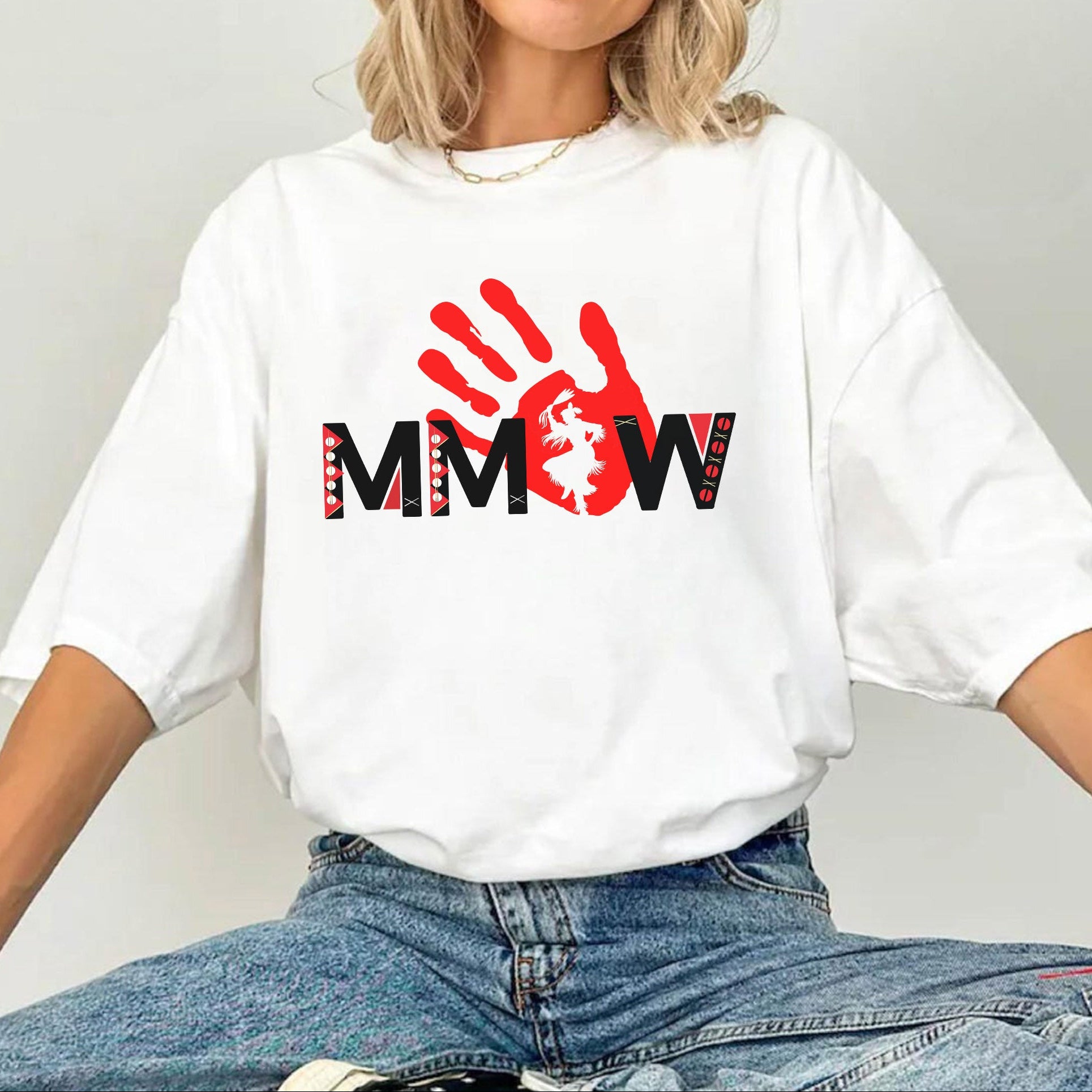MMIW Red Handprint Awareness - Support Missing Indigenous Women Unisex T-shirt/T-shirt V-Neck/Hoodie/Sweatshirt
