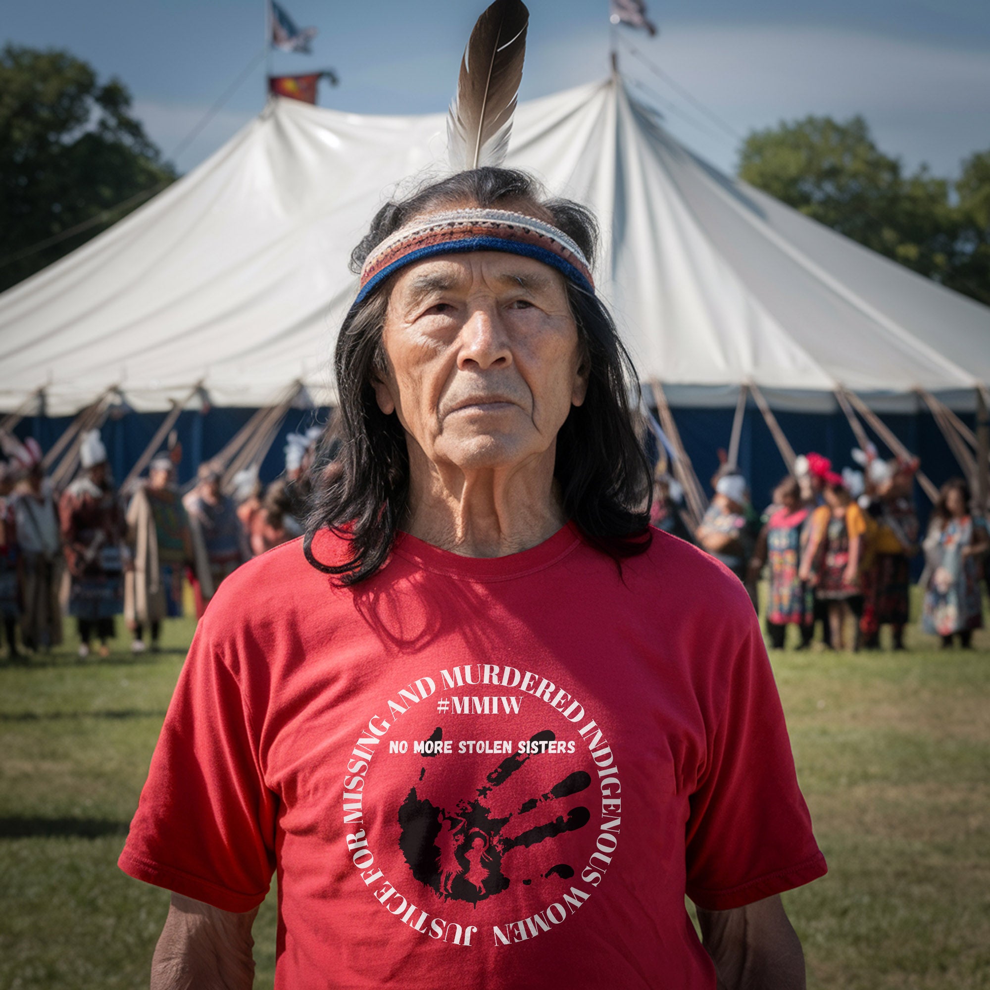 No More Stolen Sisters - MMIW Red Handprint & Silhouette Indigenous Women Unisex T-shirt/T-shirt V-Neck/Hoodie/Sweatshirt