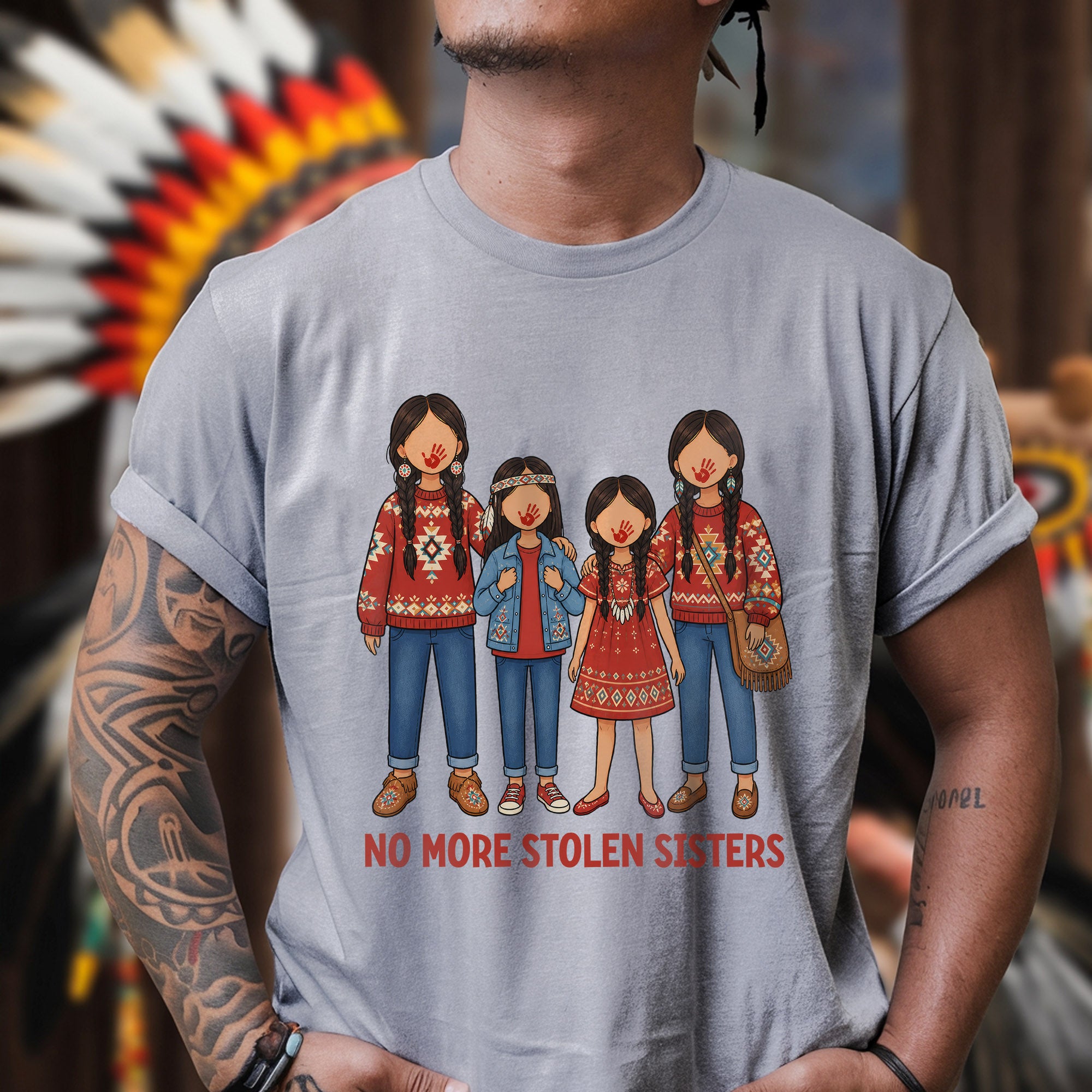 No More Stolen Sisters - Native American Women, Girls, Family Unisex T-shirt/T-shirt V-Neck/Hoodie/Sweatshirt