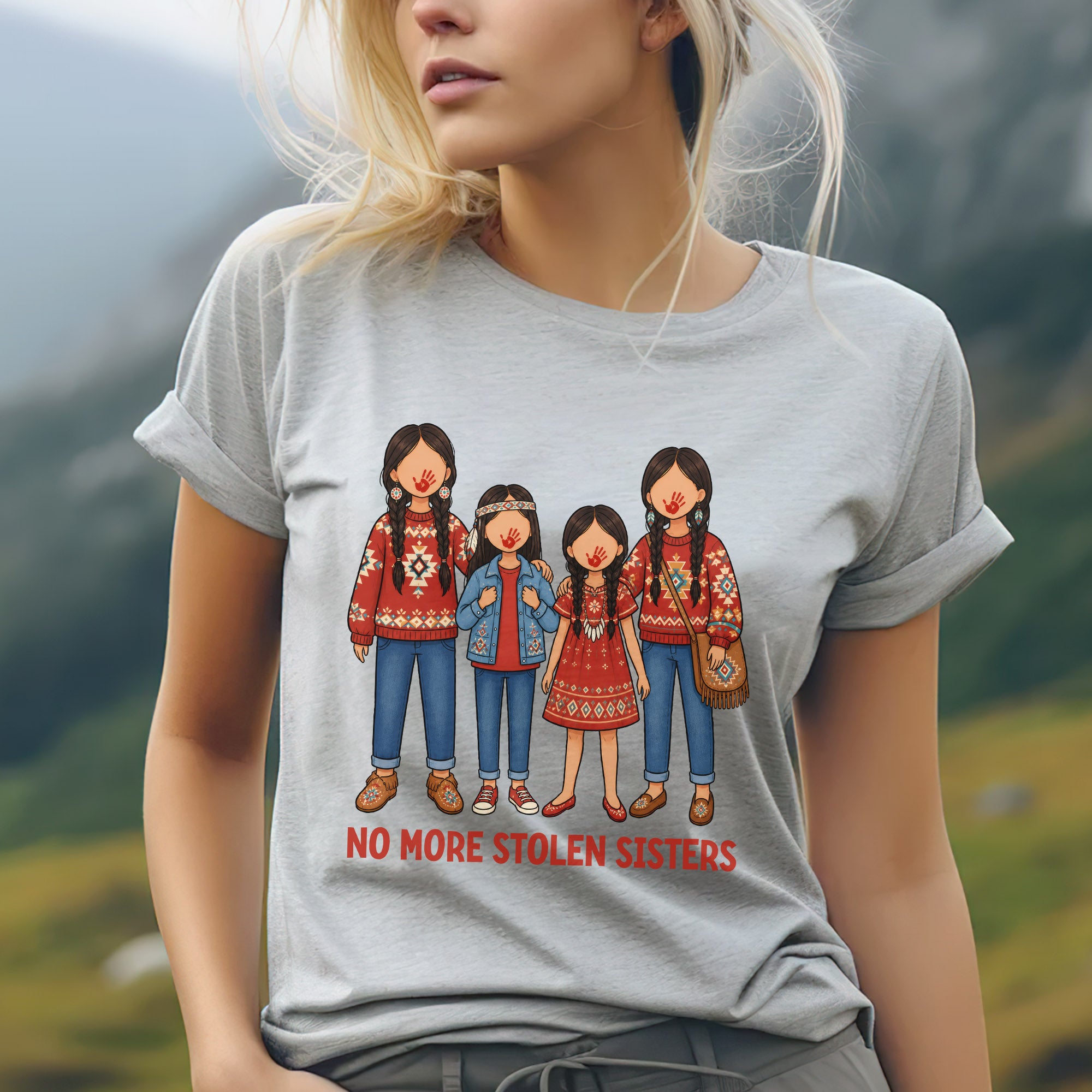 No More Stolen Sisters - Native American Women, Girls, Family Unisex T-shirt/T-shirt V-Neck/Hoodie/Sweatshirt