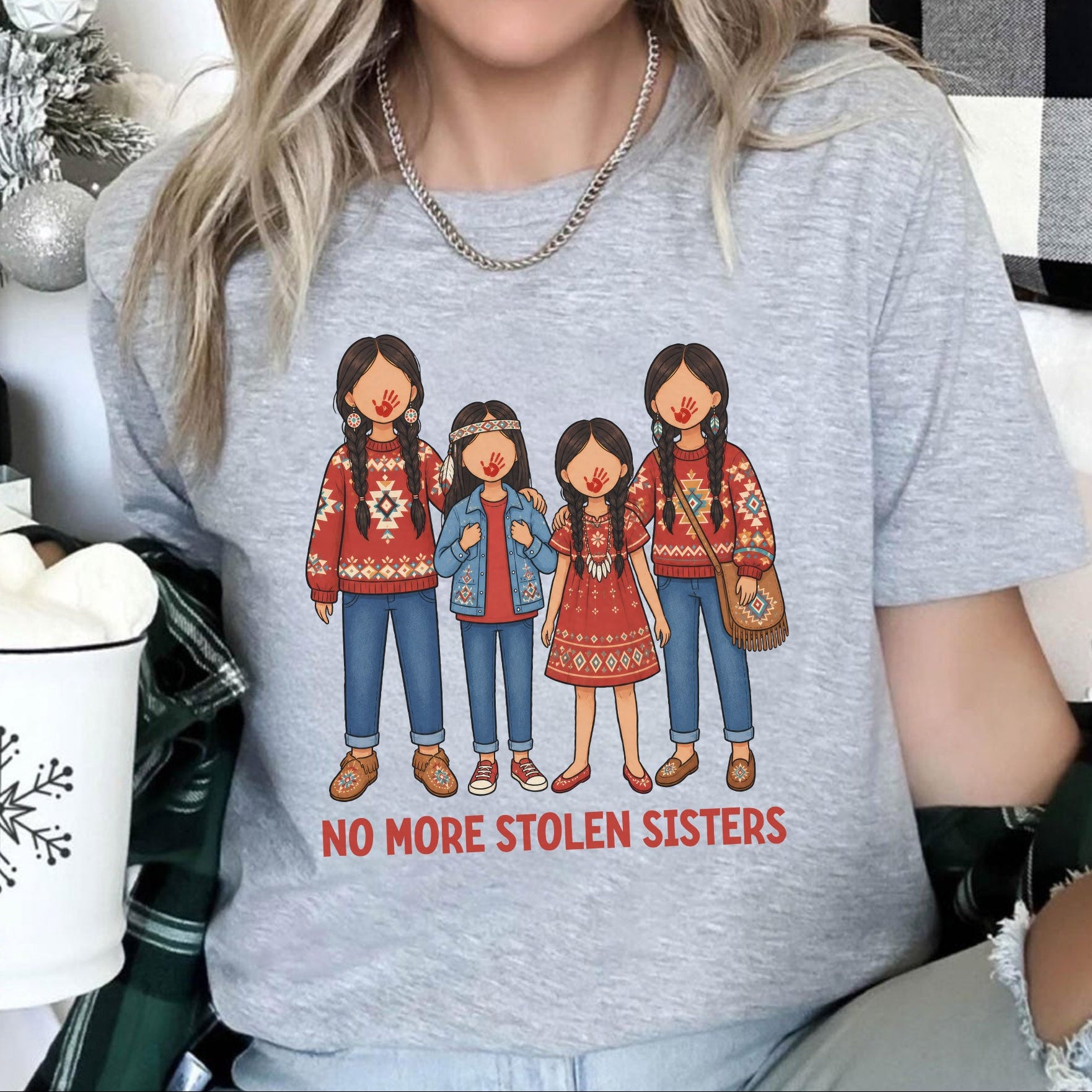 No More Stolen Sisters - Native American Women, Girls, Family Unisex T-shirt/T-shirt V-Neck/Hoodie/Sweatshirt