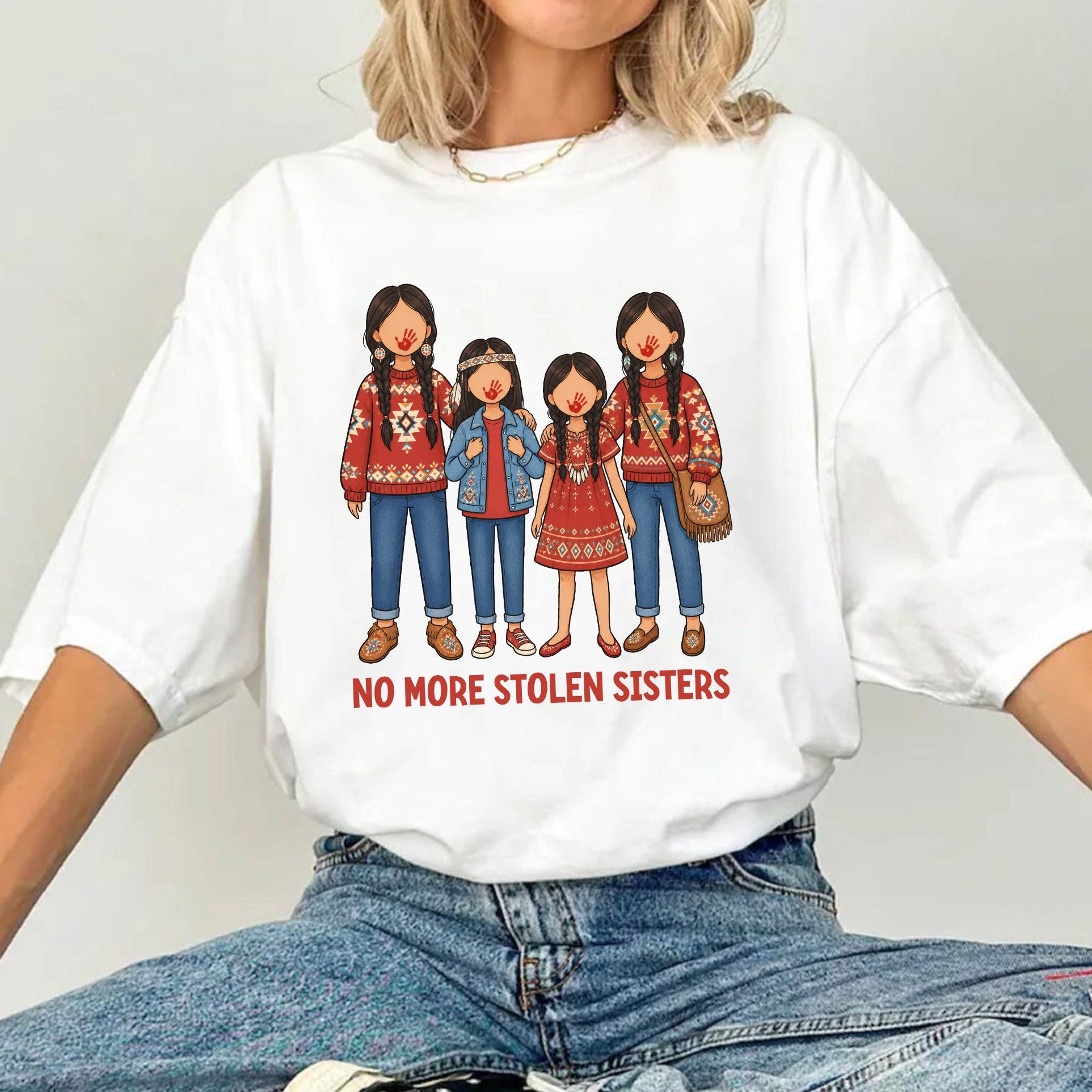 No More Stolen Sisters - Native American Women, Girls, Family Unisex T-shirt/T-shirt V-Neck/Hoodie/Sweatshirt