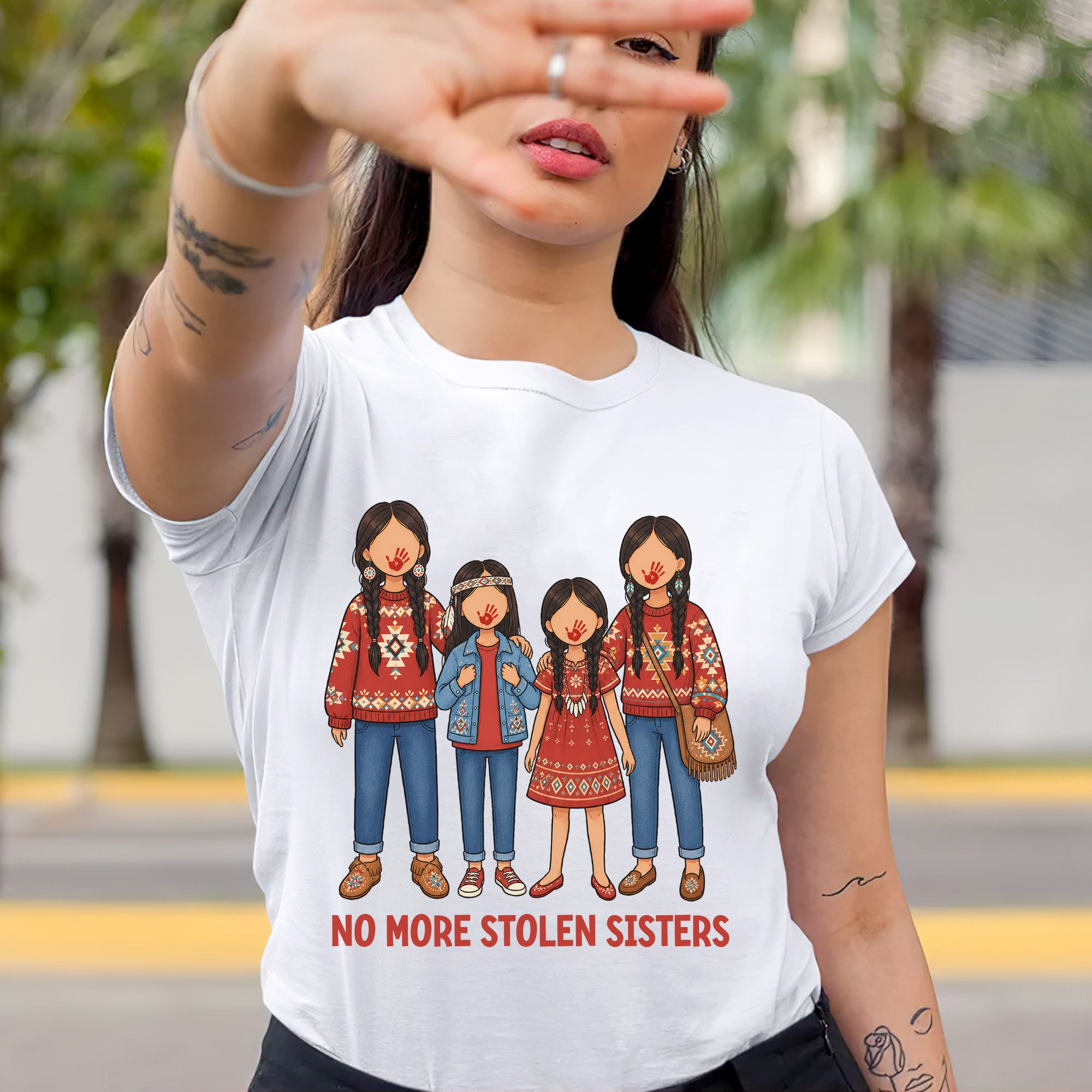No More Stolen Sisters - Native American Women, Girls, Family Unisex T-shirt/T-shirt V-Neck/Hoodie/Sweatshirt