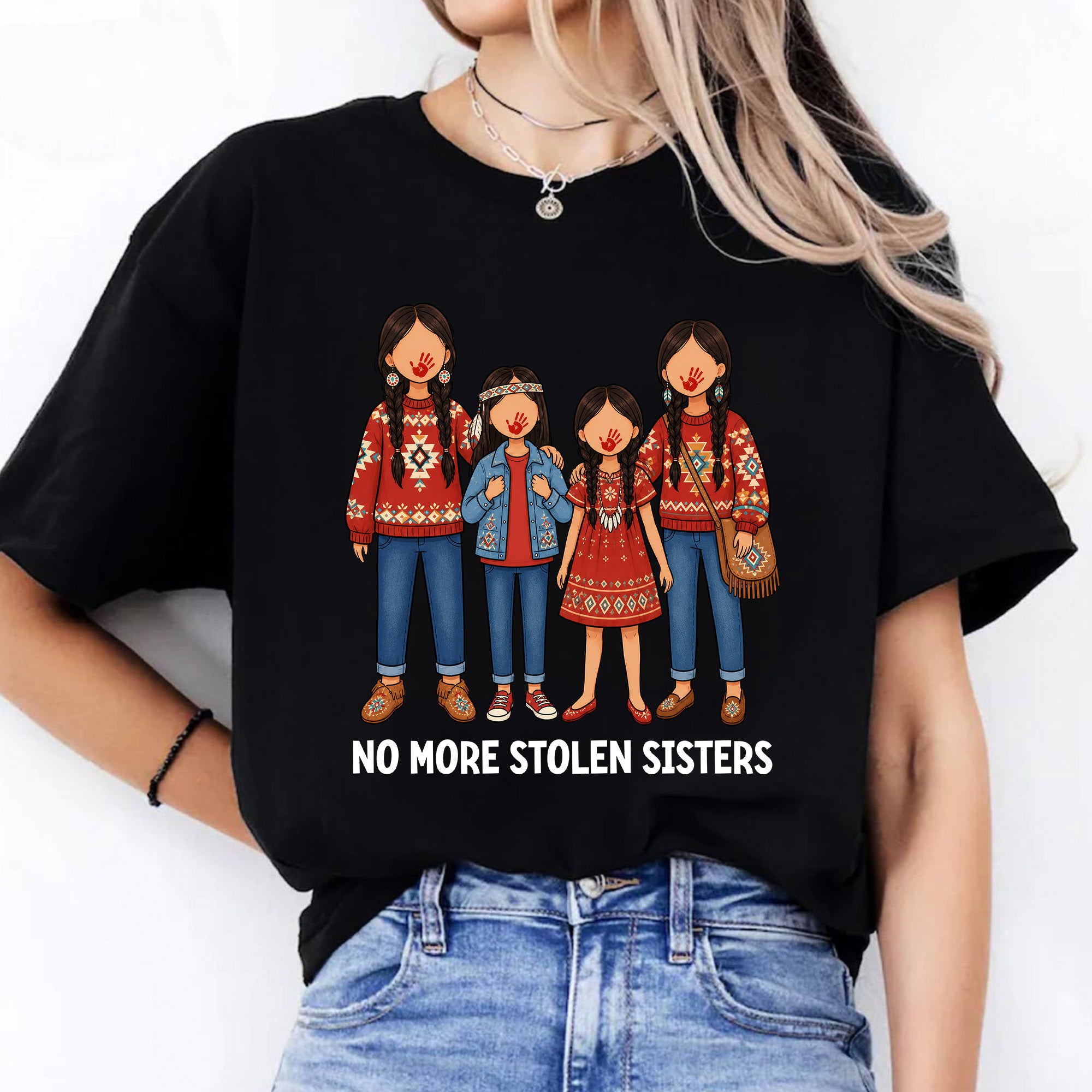 No More Stolen Sisters - Native American Women, Girls, Family Unisex T-shirt/T-shirt V-Neck/Hoodie/Sweatshirt