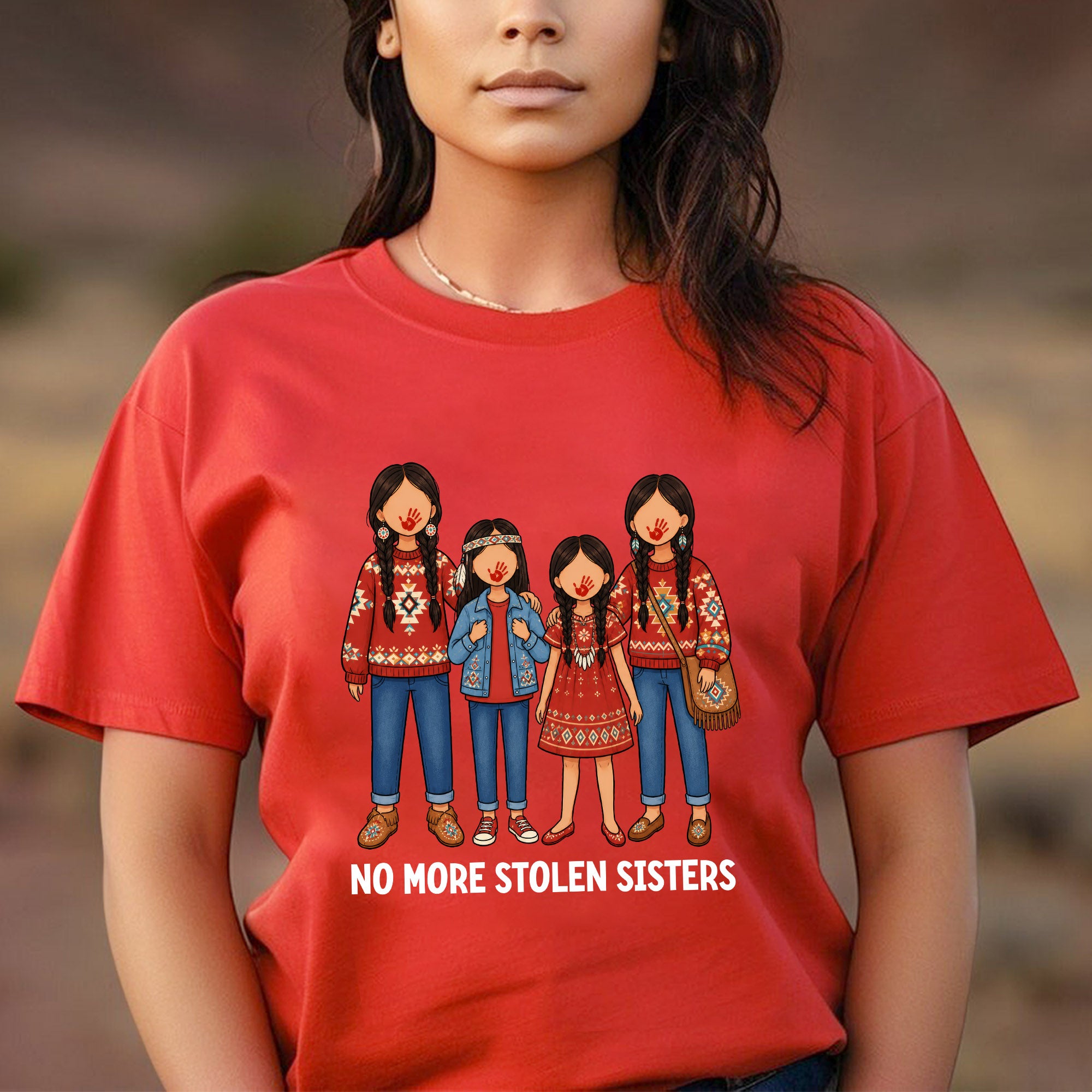 No More Stolen Sisters - Native American Women, Girls, Family Unisex T-shirt/T-shirt V-Neck/Hoodie/Sweatshirt