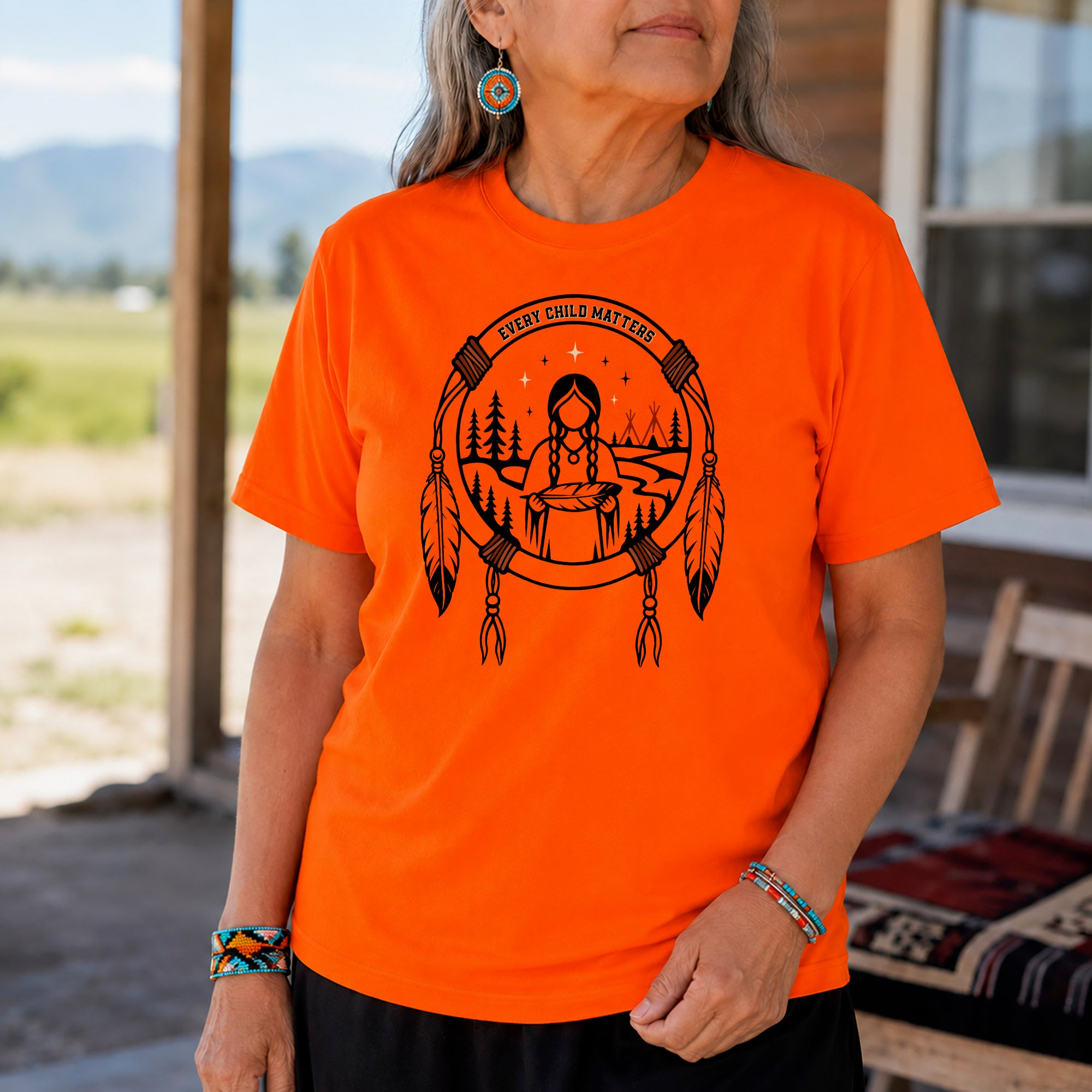 Every Child Matters Native American Girl Dreamcatcher Orange Shirt Day Unisex T-shirt/Hoodie/Sweatshirt