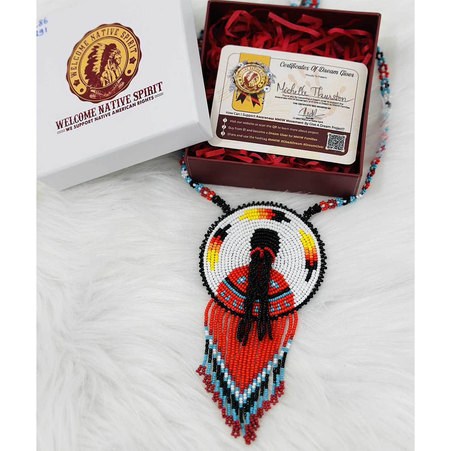 SALE 50% OFF - Combo MMIW Handmade Beaded Necklace And Earrings Unisex With Native American Style