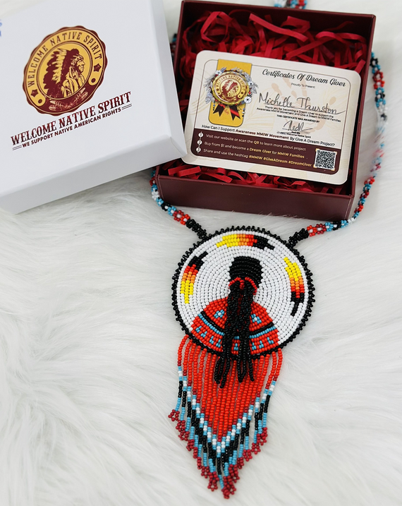 SALE 50% OFF - Combo MMIW Handmade Beaded Necklace And Earrings Unisex With Native American Style