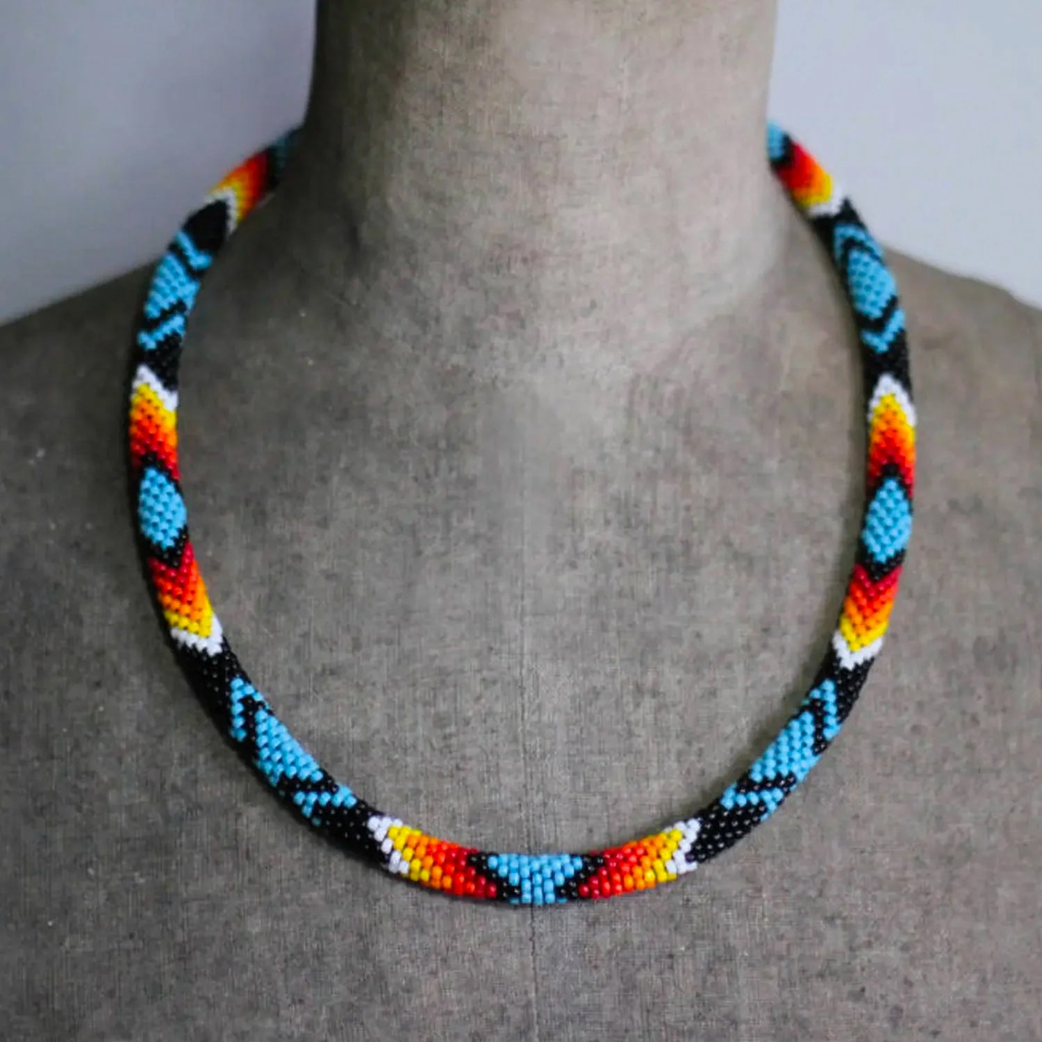Dark Blue Pattern Handmade Necklace WCS