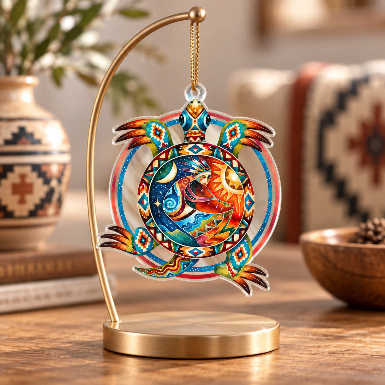 Native Turtle Island Sun Moon Acrylic Ornament - Unique Gift Decor Flat Acrylic