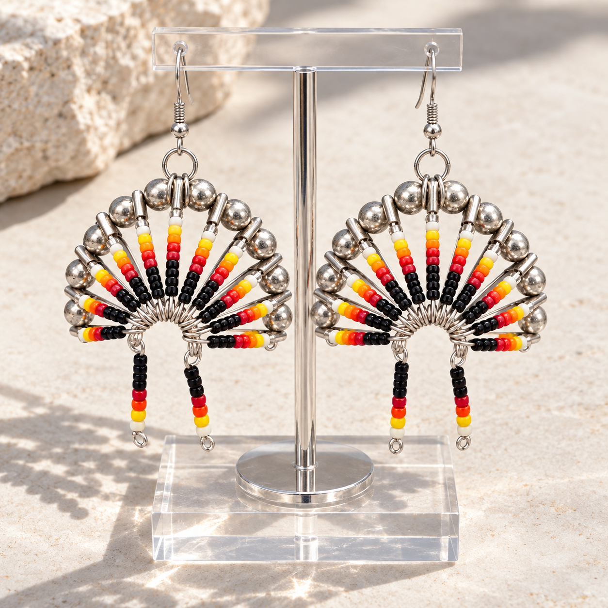 Native Chief Inspired Beaded Earrings - Handmade Tribal Jewelry