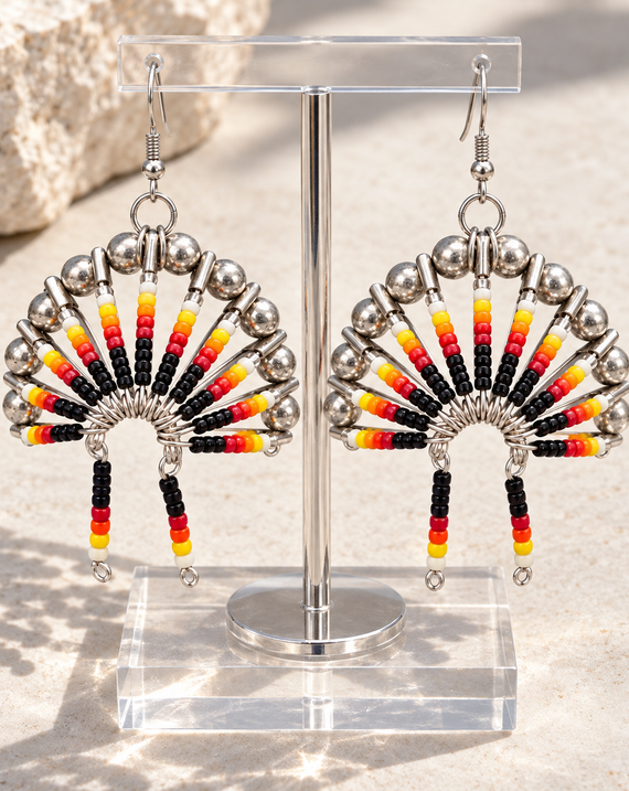 Native Chief Inspired Beaded Earrings - Handmade Tribal Jewelry