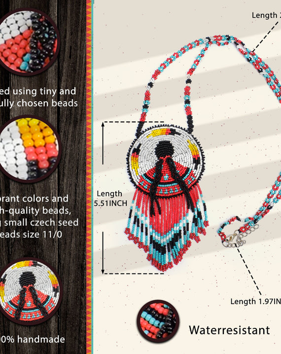 SALE 50% OFF - Premium MMIW Handmade Beaded Necklace Long Native American Style for Women