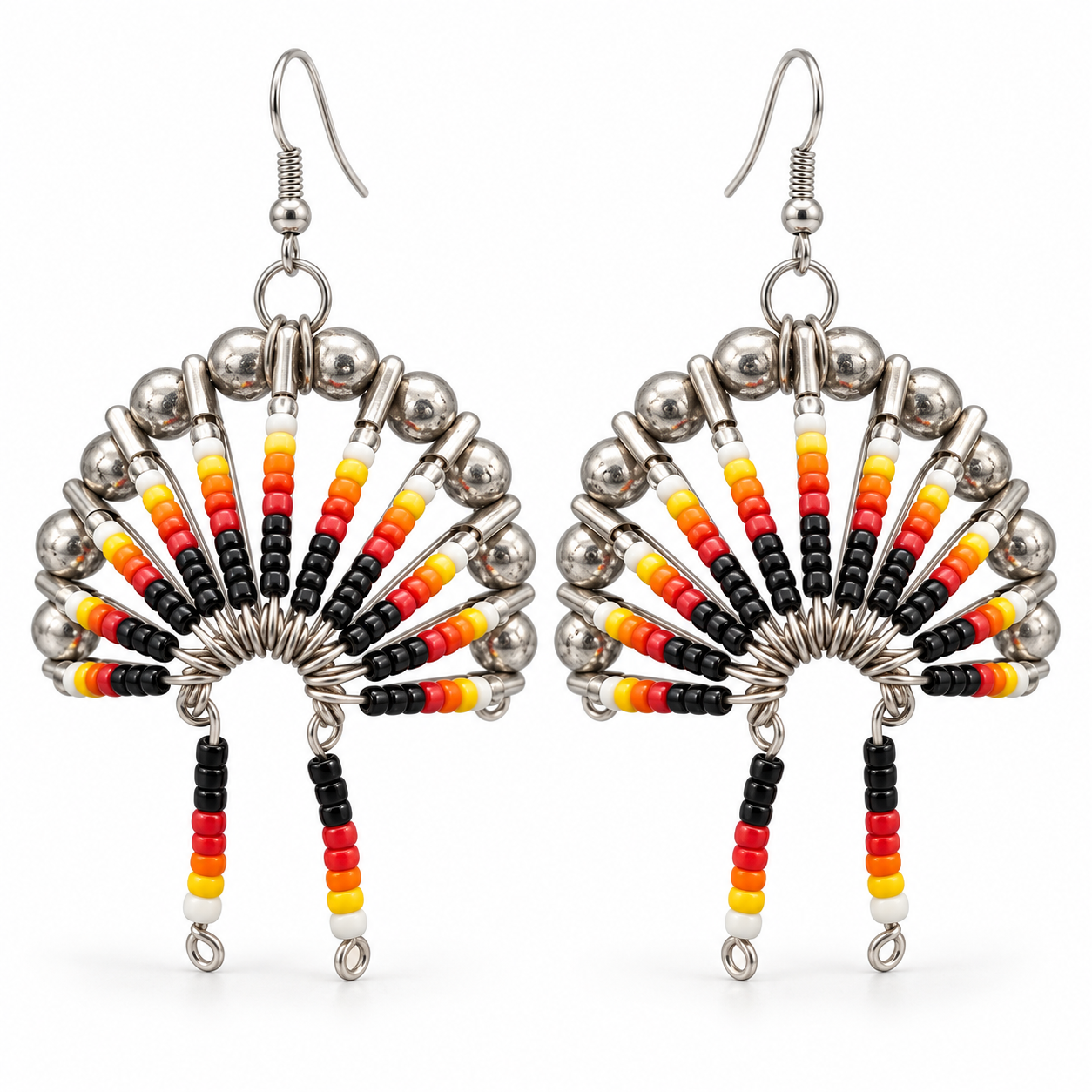 Native Chief Inspired Beaded Earrings - Handmade Tribal Jewelry