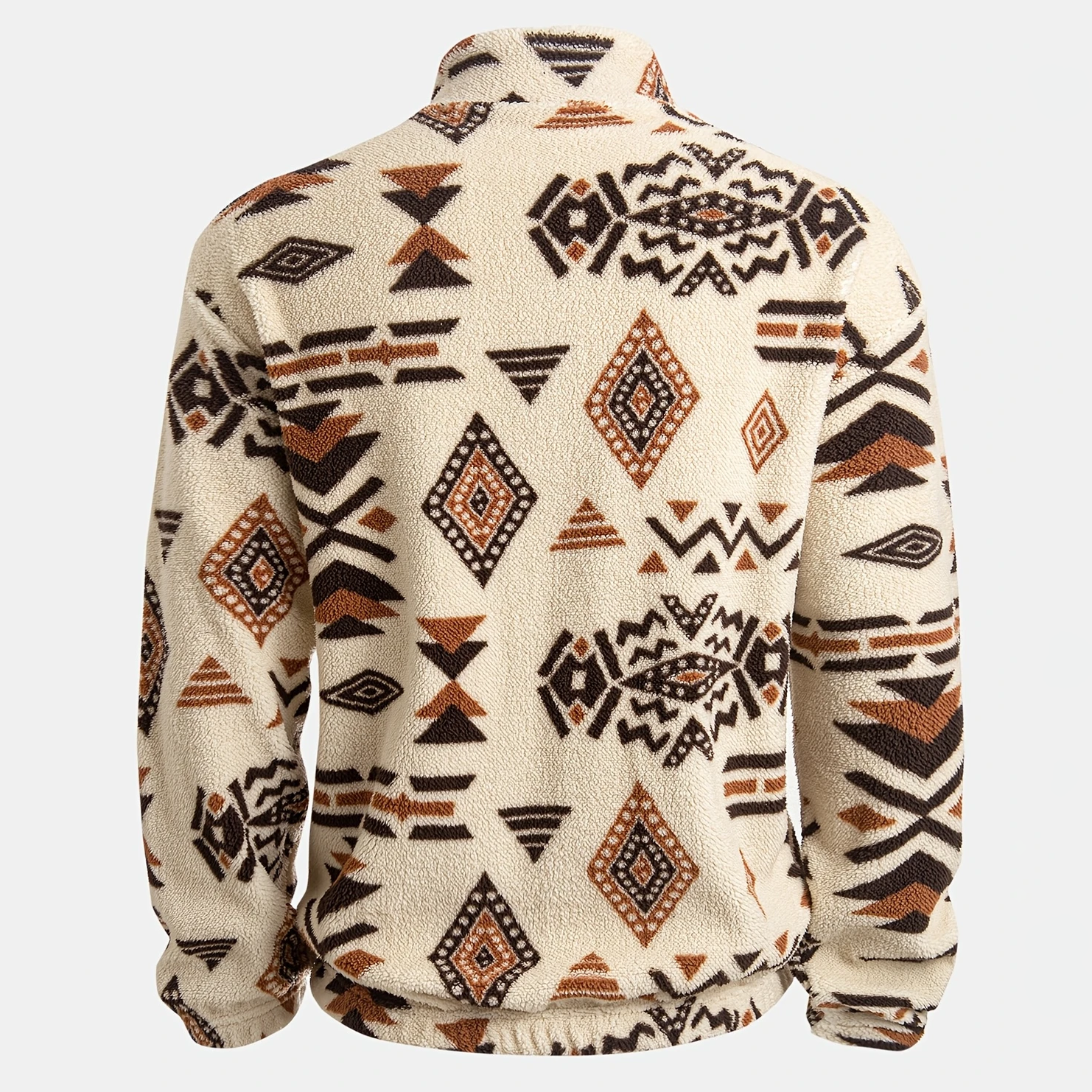 Native American Tribal Fleece Sweatshirt – Half Zip Stand Collar Pullover
