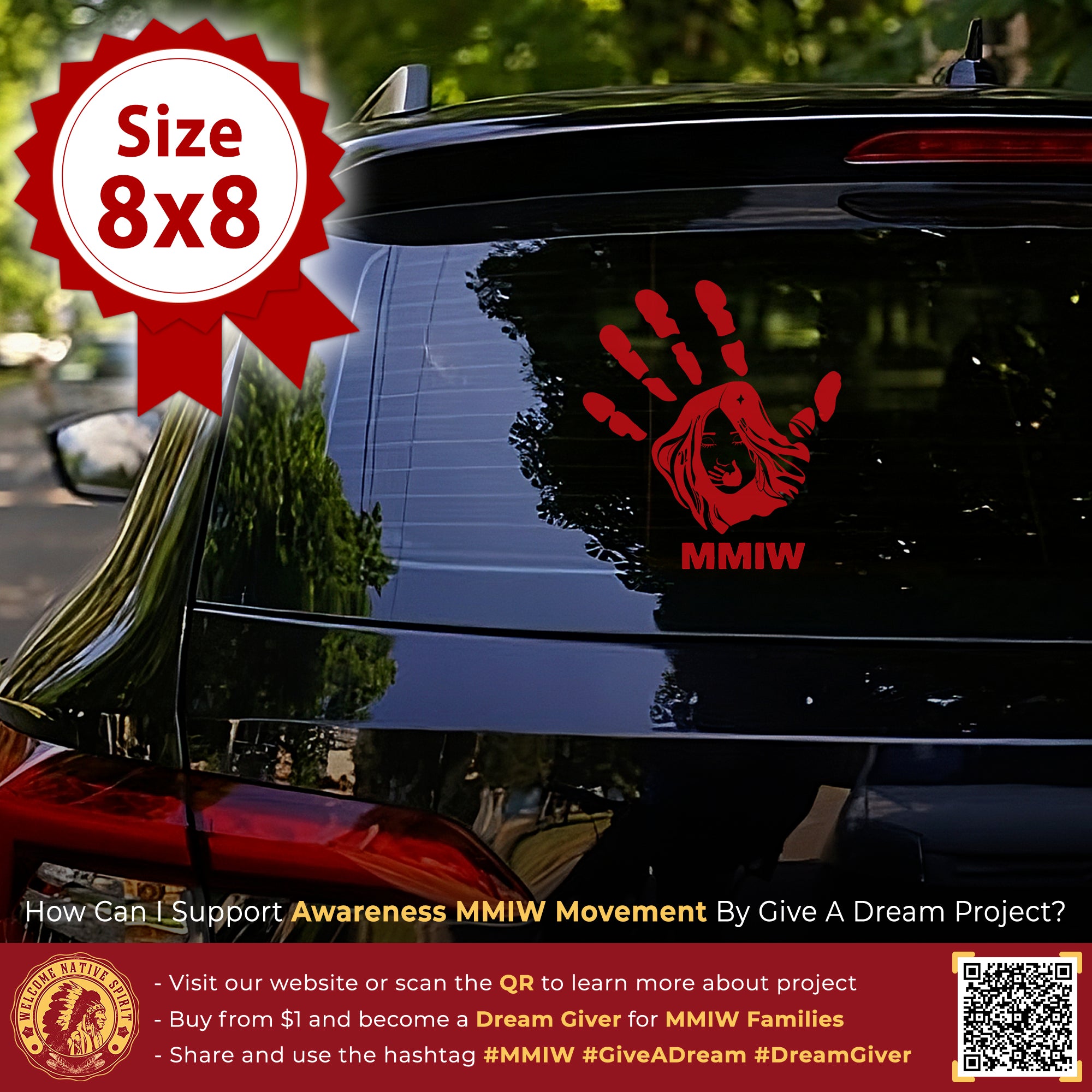 Justice For Missing And Murdered Indigenous Women Red Hand Car Decal 313