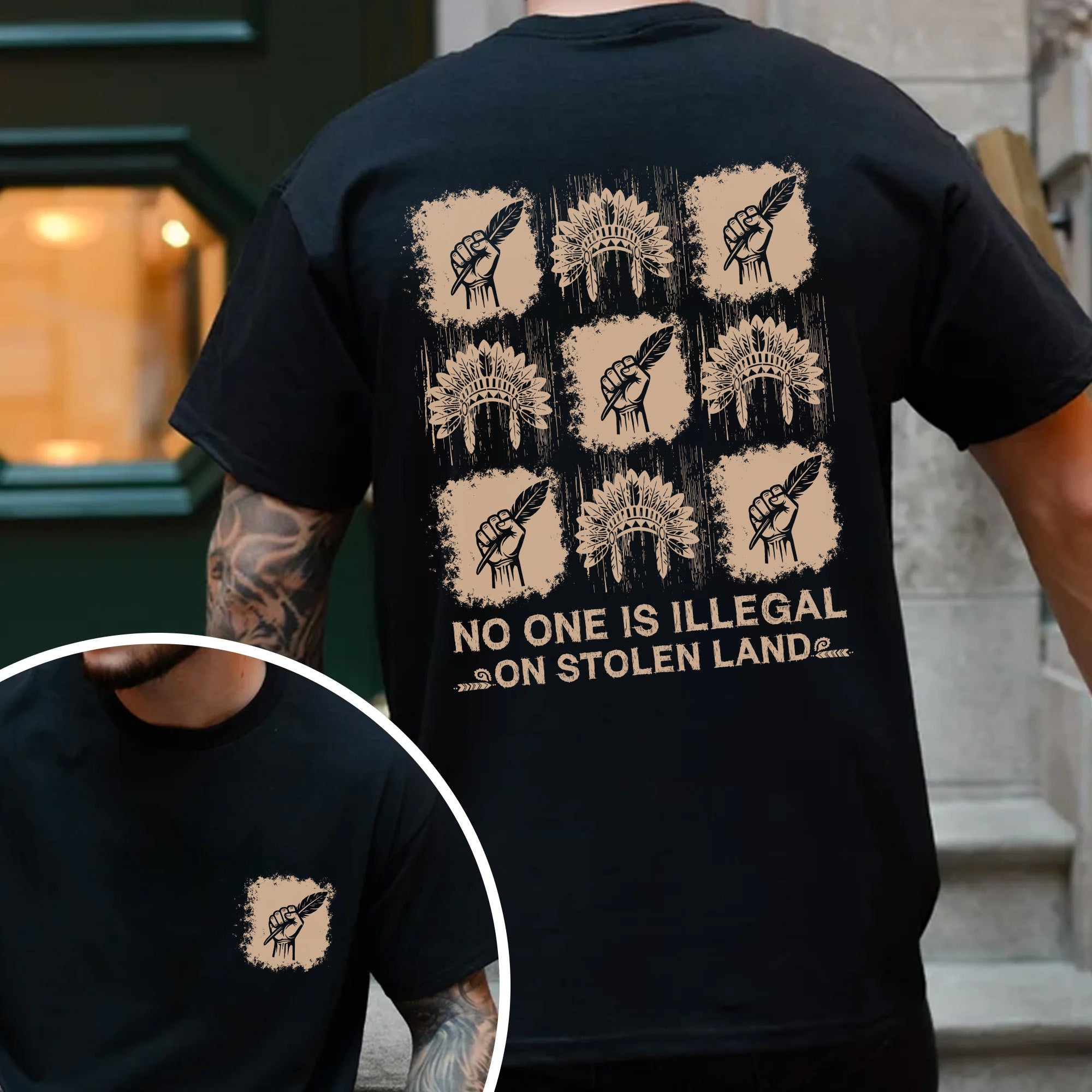 No One Is Illegal On Stolen Land - Unisex T-Shirt/T-Shirt V-Neck/Hoodie/Sweatshirt N100