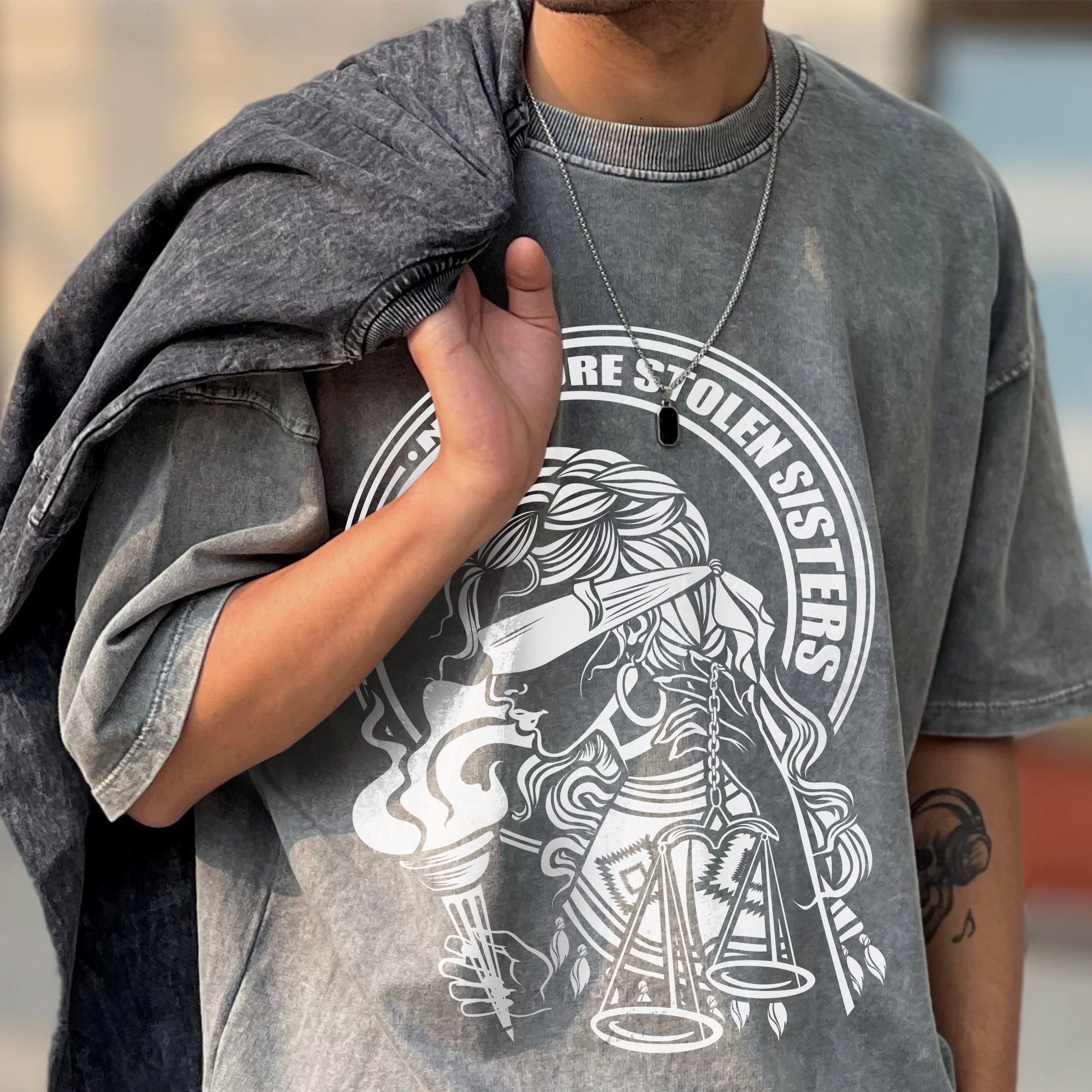 No More Stolen Sisters - Indigenous Women Unisex Mineral Washed T-Shirt