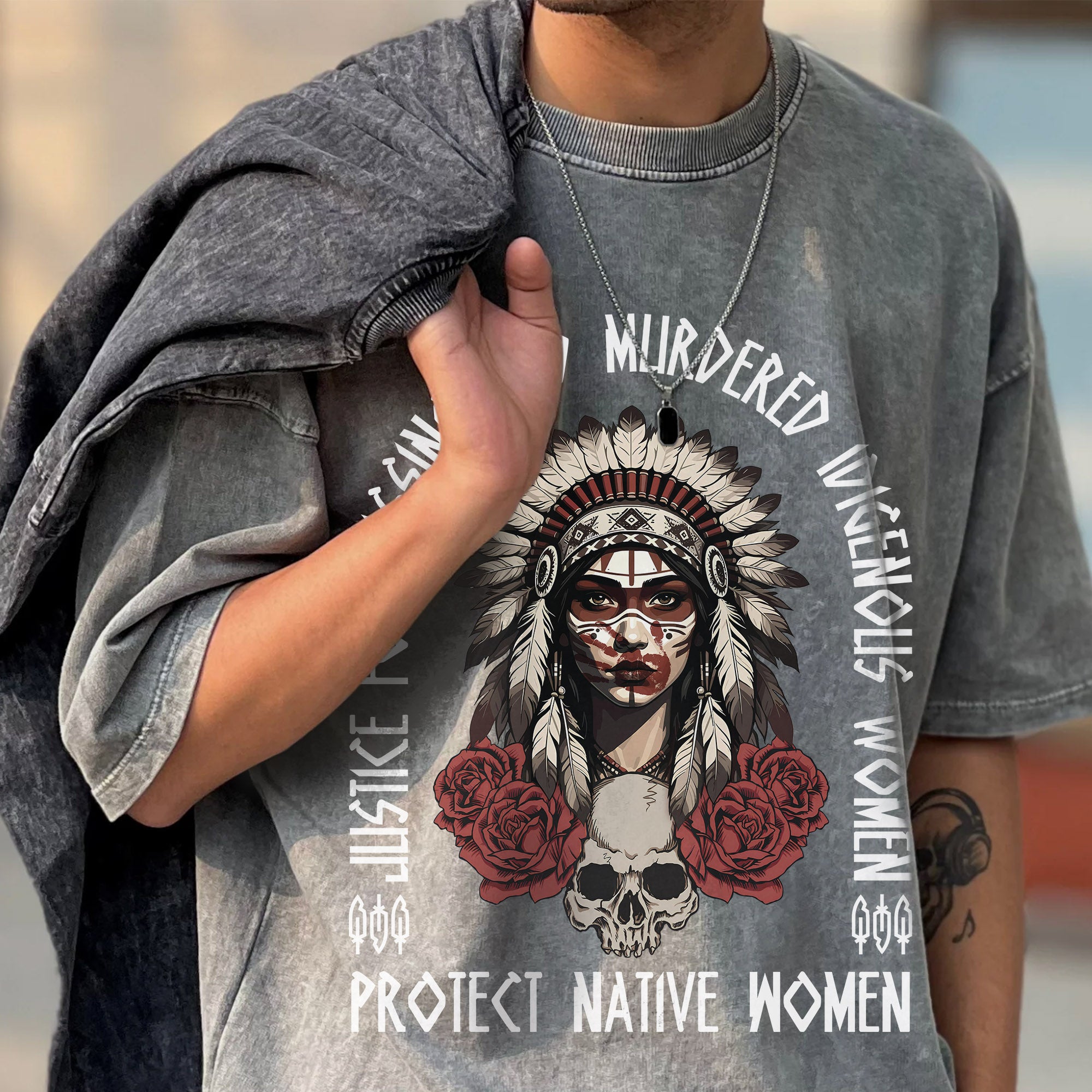 Justice For MMIW - Protect Native Women Unisex Mineral Washed T-Shirt