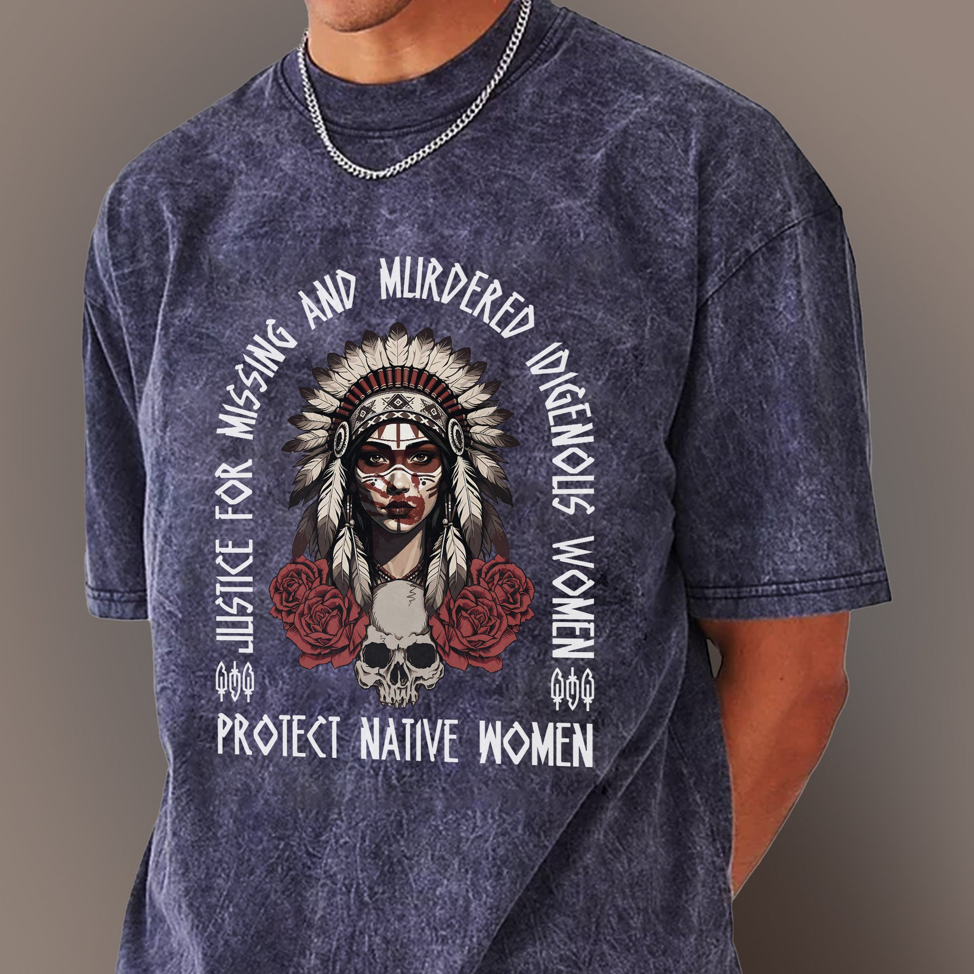 Justice For MMIW - Protect Native Women Unisex Mineral Washed T-Shirt