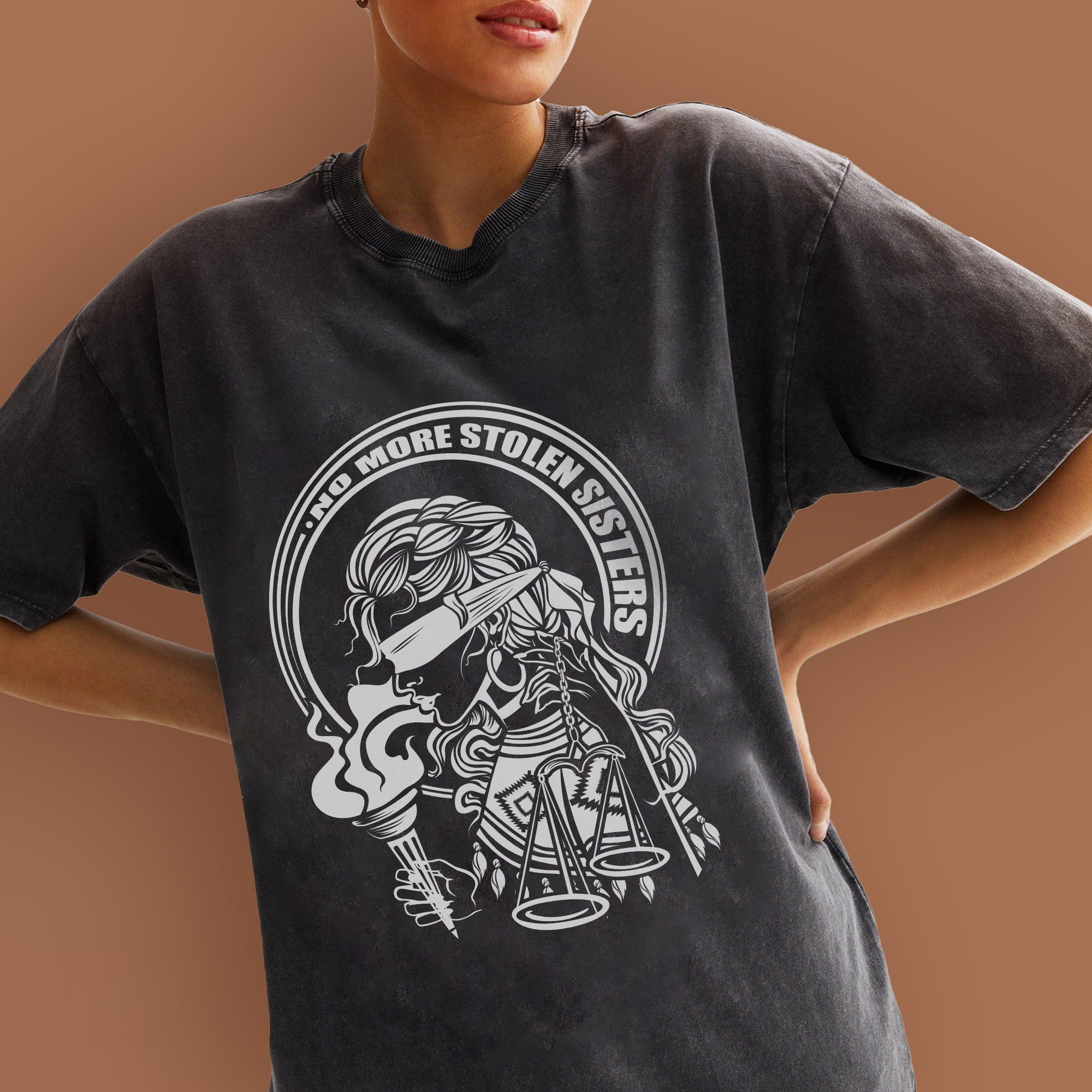 No More Stolen Sisters - Indigenous Women Unisex Mineral Washed T-Shirt