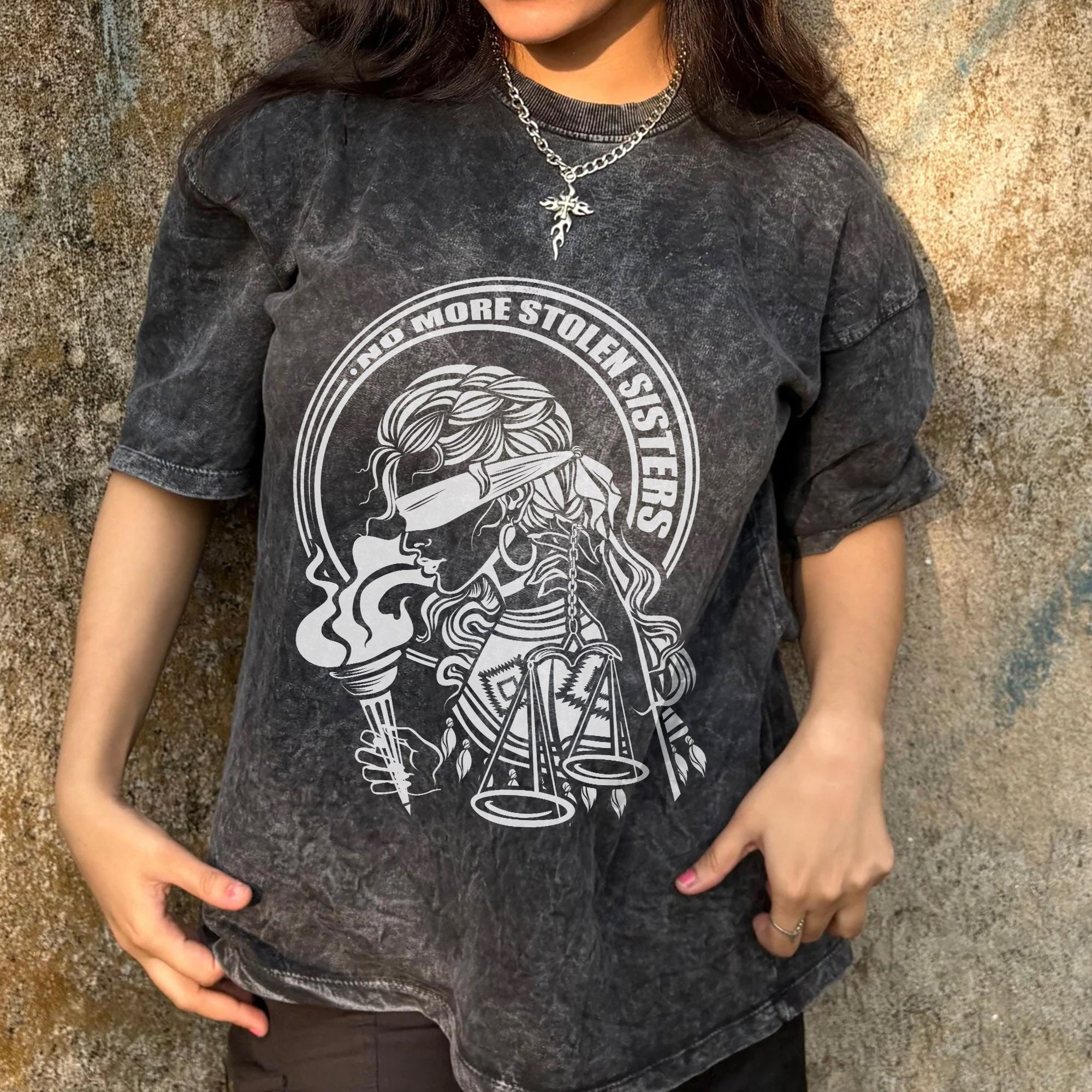 No More Stolen Sisters - Indigenous Women Unisex Mineral Washed T-Shirt