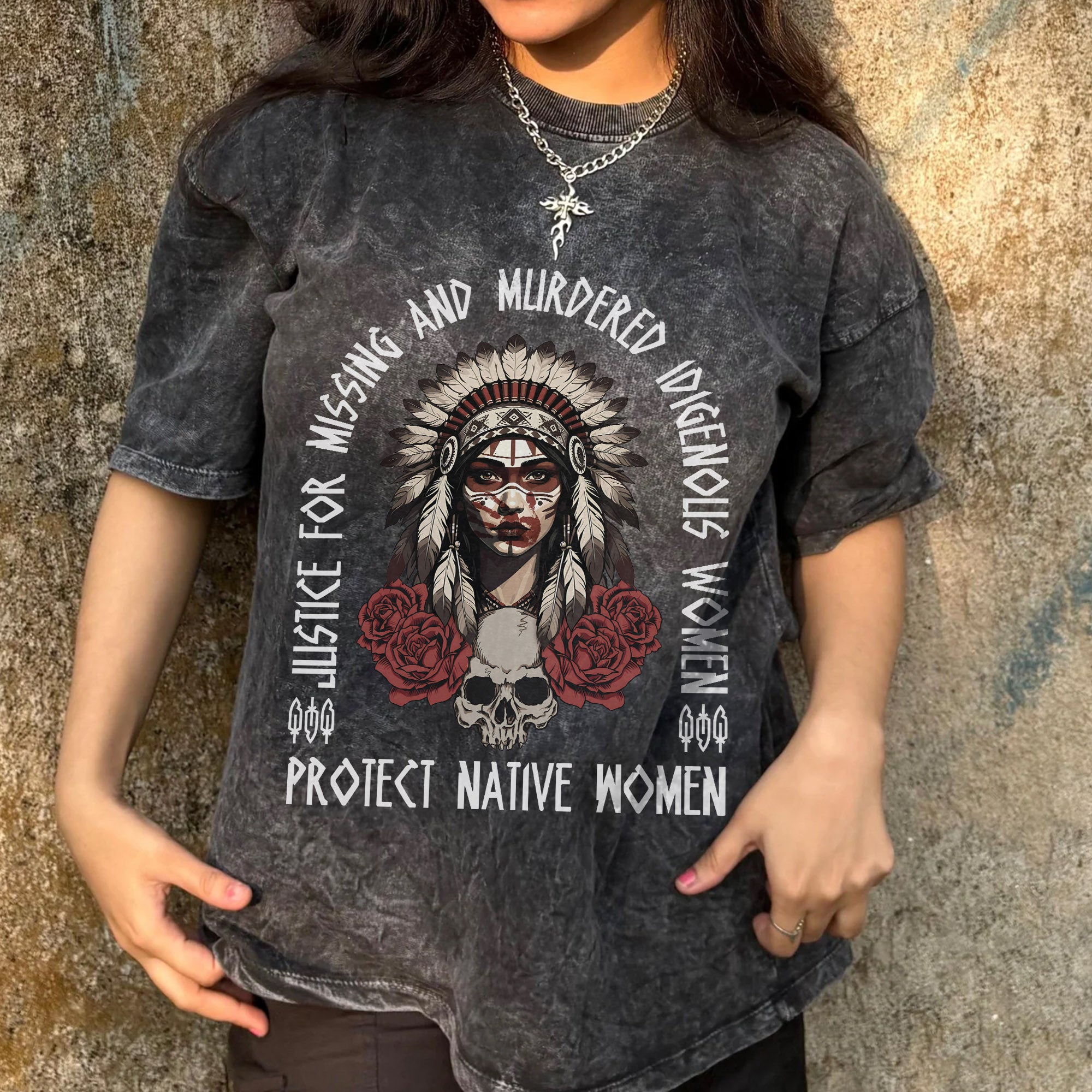 Justice For MMIW - Protect Native Women Unisex Mineral Washed T-Shirt